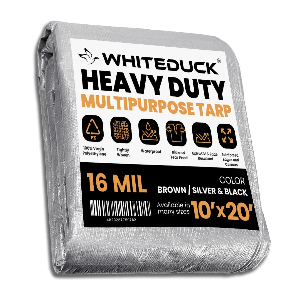10' x 20' Super Heavy Duty Waterproof Poly Tarp - Multipurpose Outdoor Cover for Camping, Construction, Roof Protection & More