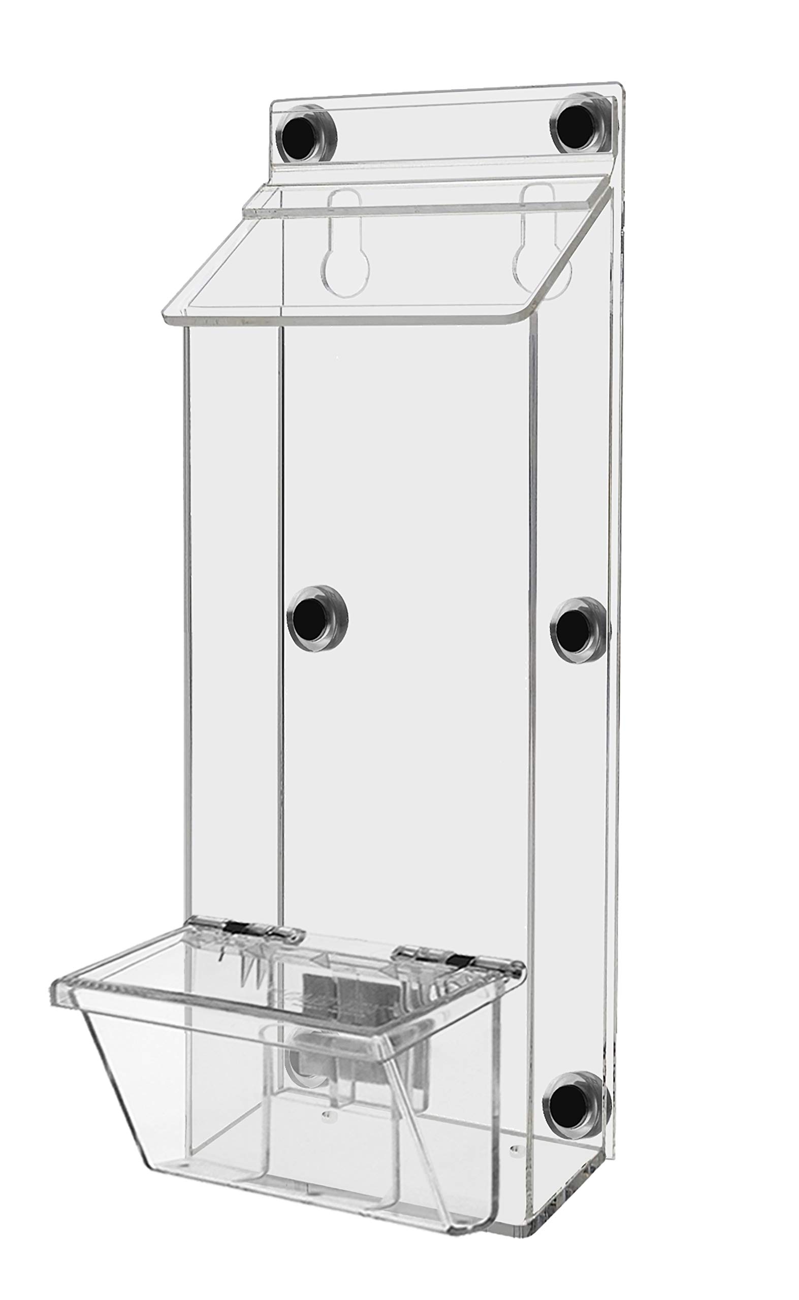 4 Pack Clear Acrylic Brochure Display Box with Lid - Metal Mount Outdoor Caddy for 4