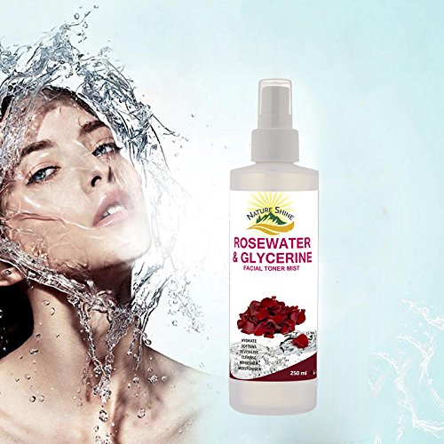 Rose Water & Glycerin Facial Toner Spray - Hydrating Mist for Face, Eyes, Skin & Hair | Natural Astringent for Acne & Blemish Control | 8.5oz (250ml) with Hydrosol Sprayer | Perfect for Daily Skincare Routine & Makeup Setting