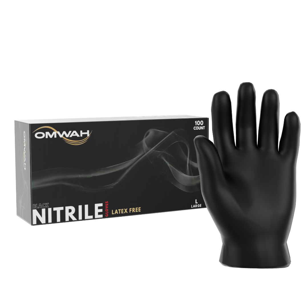 Premium Black Disposable Gloves - 100 Pack, Latex-Free & Powder-Free for Food Handling, Cleaning, Medical Use, and Hygiene Protection