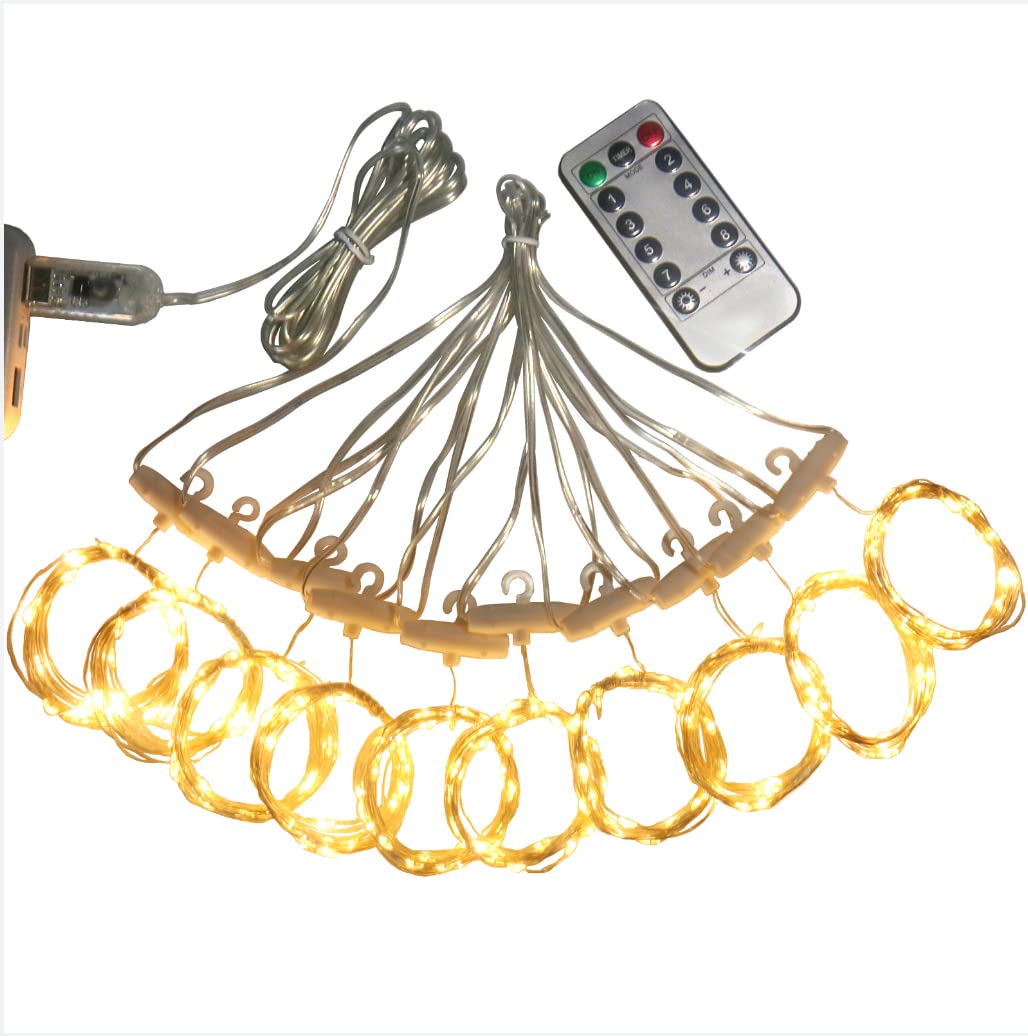 300 LED Copper String Lights with Remote - 8 Modes USB Powered Indoor Window Curtain Lights for Bedroom, Wedding, Party & Christmas Decor (Warm White) | Perfect for Home, Room Wall Decorations and Holiday Lighting