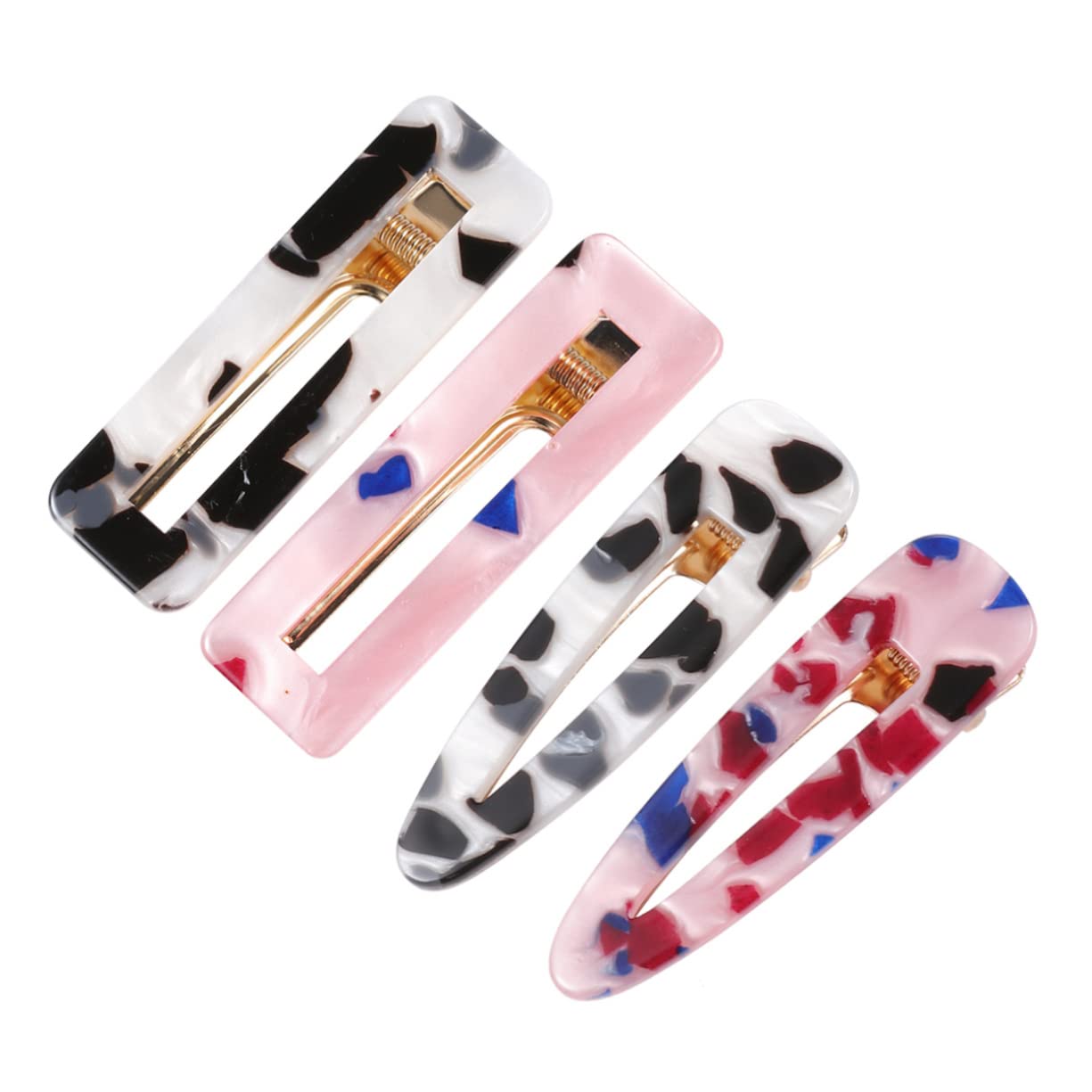 Beavorty 4pcs Vintage Duck Billed Hair Clips for Girls - Non-Slip White Hair Barrettes & Snap Clips Set | Creative Hair Accessories for School, Party & Everyday Use
