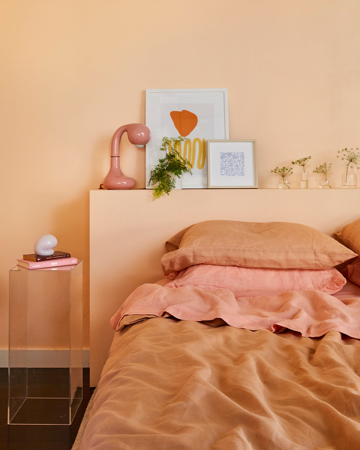 100% French Flax Linen Flat Sheet - Queen Size Peach Bed Sheet Set | Soft Breathable Bedding for Summer & All Seasons | Perfect for Guest Rooms, Vacation Homes & Dorm Rooms