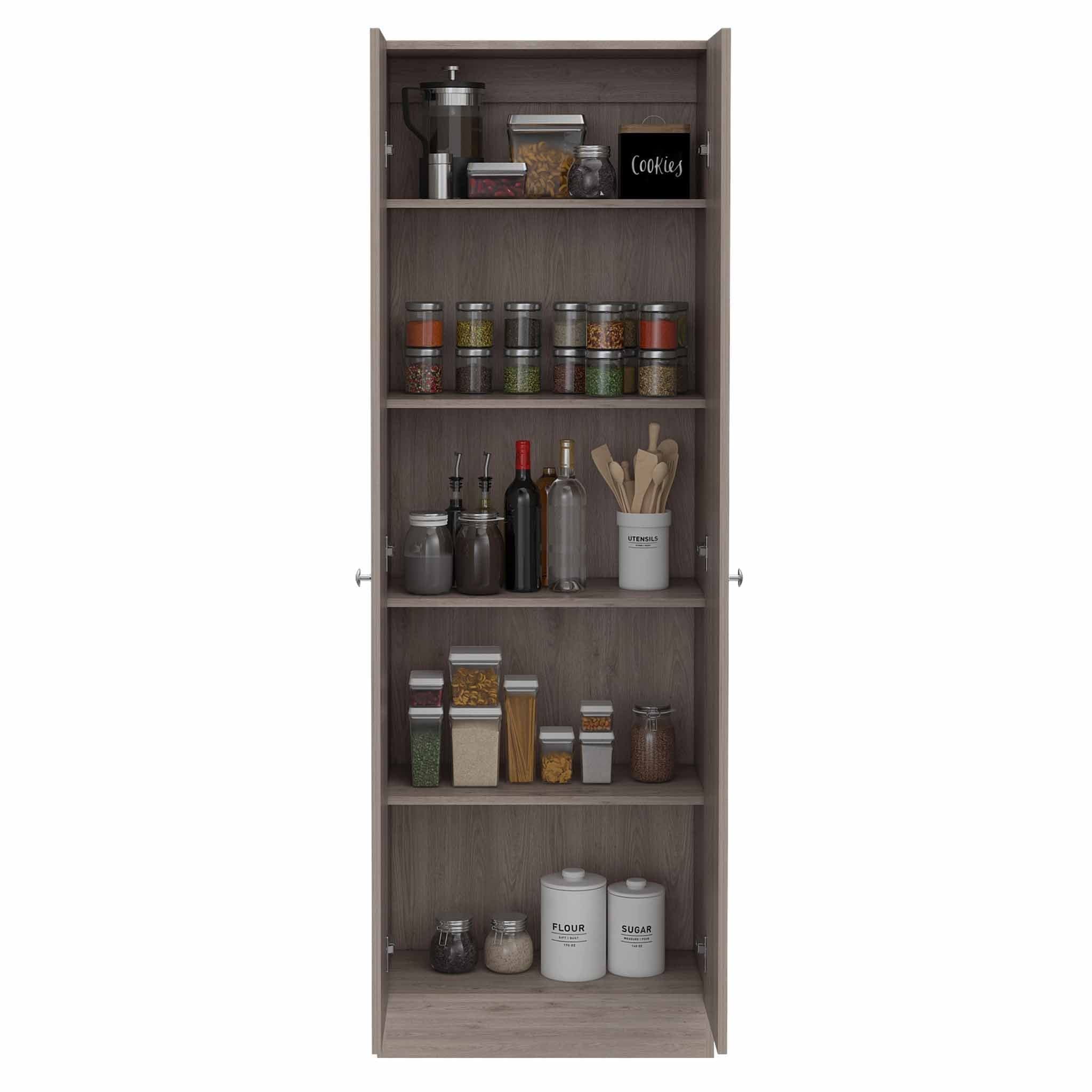 Virginia Double Door Storage Cabinet with 5 Adjustable Shelves, Light Gray - Perfect for Home, Office, Garage & Closet Organization