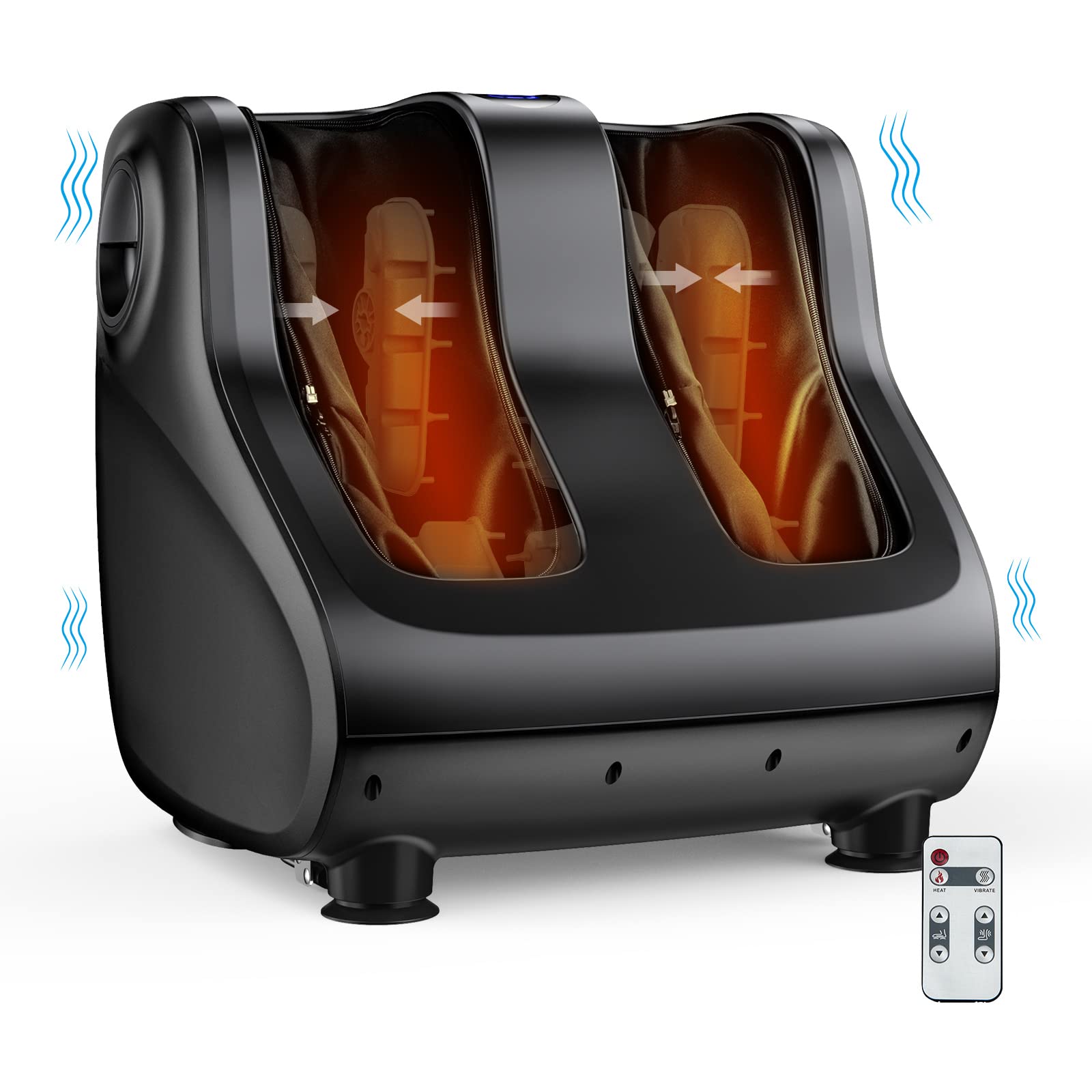 Giantex Electric Shiatsu Foot and Calf Massager with Heat - Adjustable Kneading Massage Machine for Pain Relief, Plantar Fasciitis & Blood Circulation - Remote Control, LCD Screen, Timer - Perfect for Home, Office Relaxation & Post-Workout Recovery (Black)
