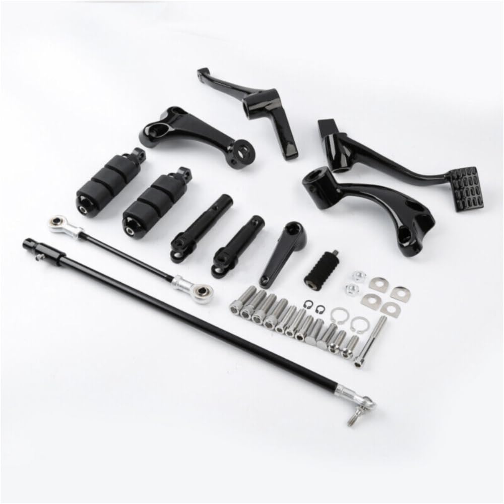 Forward Controls Kit - Motorcycle Foot Pegs, Levers & Linkages (Steel + Rubber + Aluminum) - Complete Upgrade Kit for Harley, Honda, Yamaha - Perfect for Cruiser & Touring Bike Customization