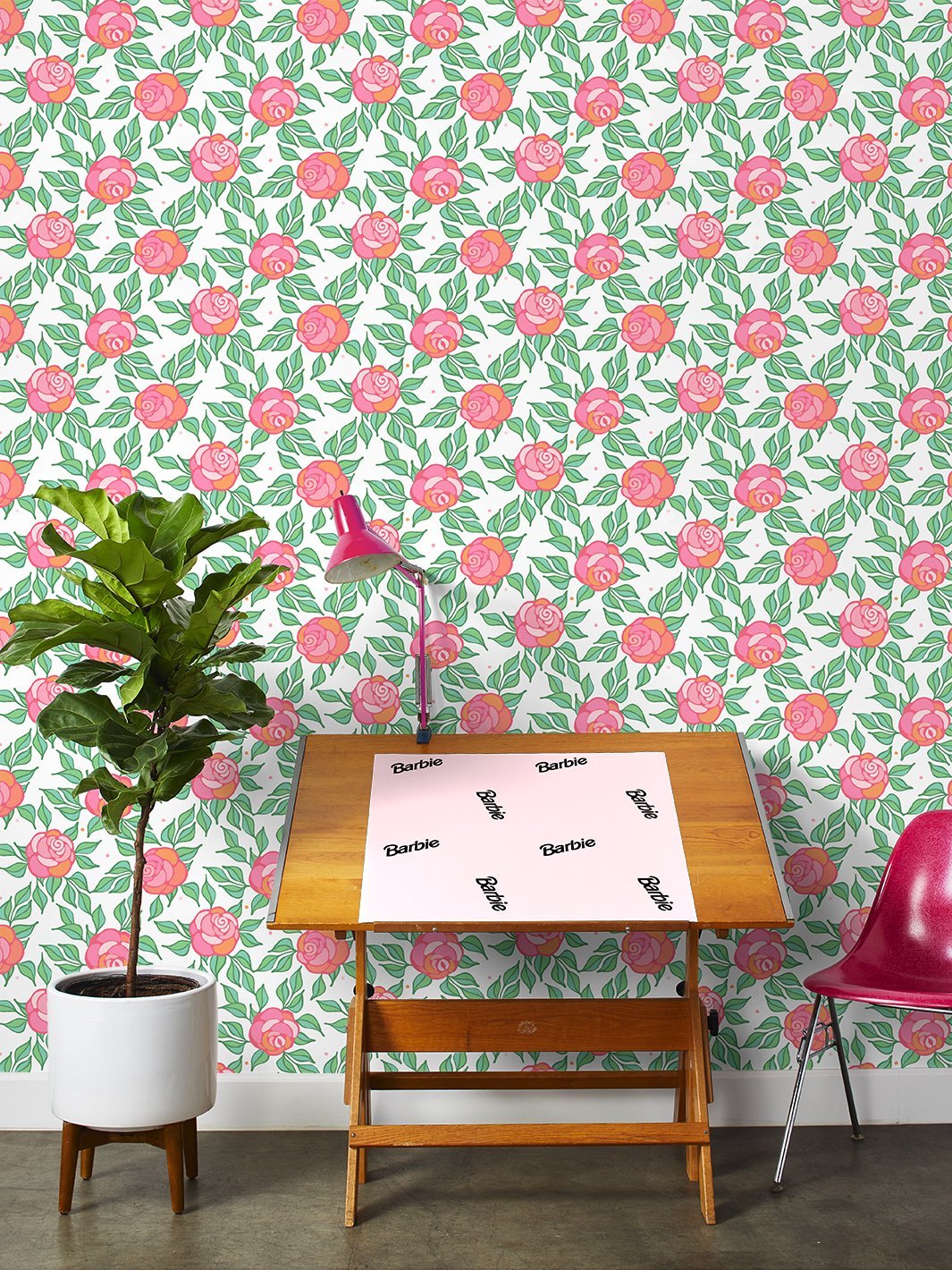 Barbie™ Rose Floral Wallpaper - Elegant Peel & Stick Wallpaper for Bedroom, Living Room, and Nursery Decor