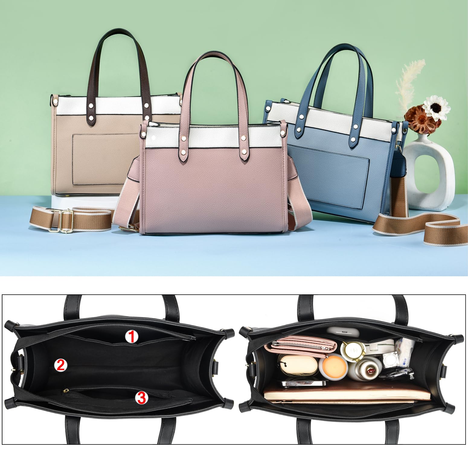 Stylish Women's Tote Bag - Fashionable Satchel Purse & Shoulder Handbag with Crossbody Strap for Work, Travel & Shopping | CROJUYI Ladies Tote Bags Collection