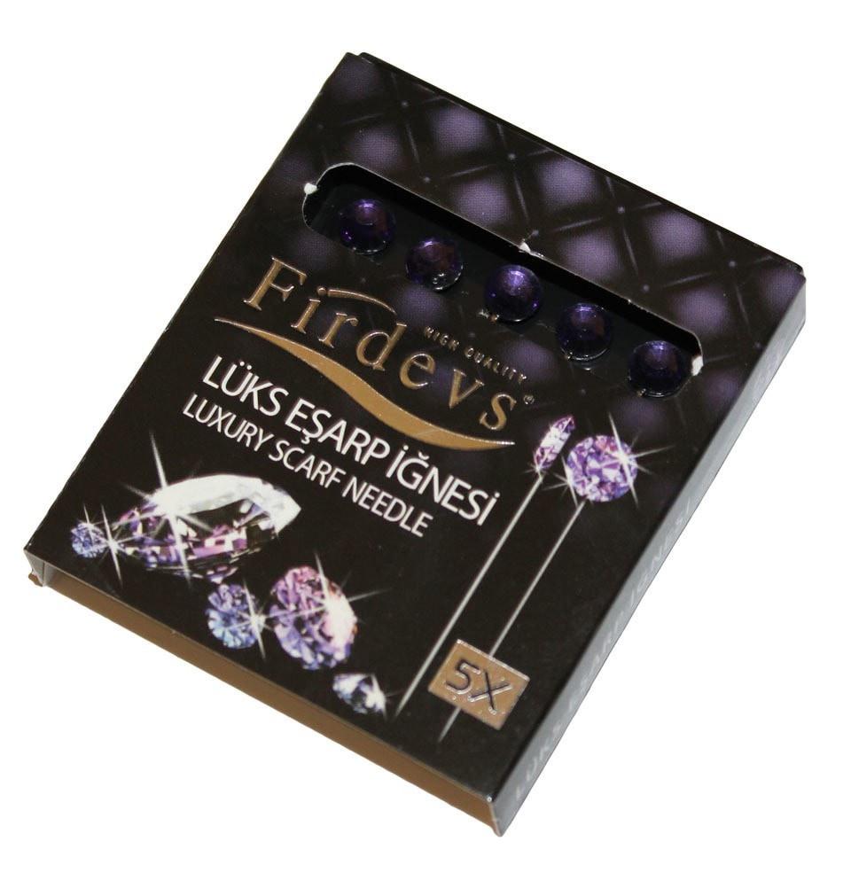 Luxury Rhinestone Hijab Pins Set of 5 - Sparkling Hair Accessories for Women, Elegant Hijab Scarf Brooches, Perfect for Weddings, Parties & Special Occasions (Lilac)