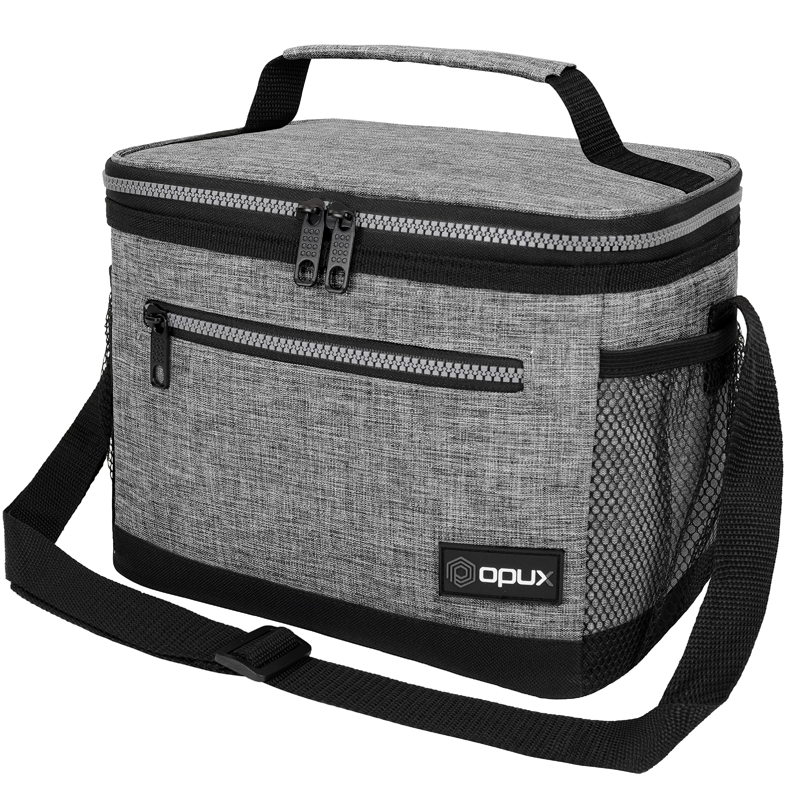 OPUX Insulated Lunch Box for Men & Women - Leakproof Soft Cooler Tote for Work, School & Travel - Large Lunch Bag for Adults & Kids - Perfect for Picnic, Beach, Hiking & Office - Heather Grey