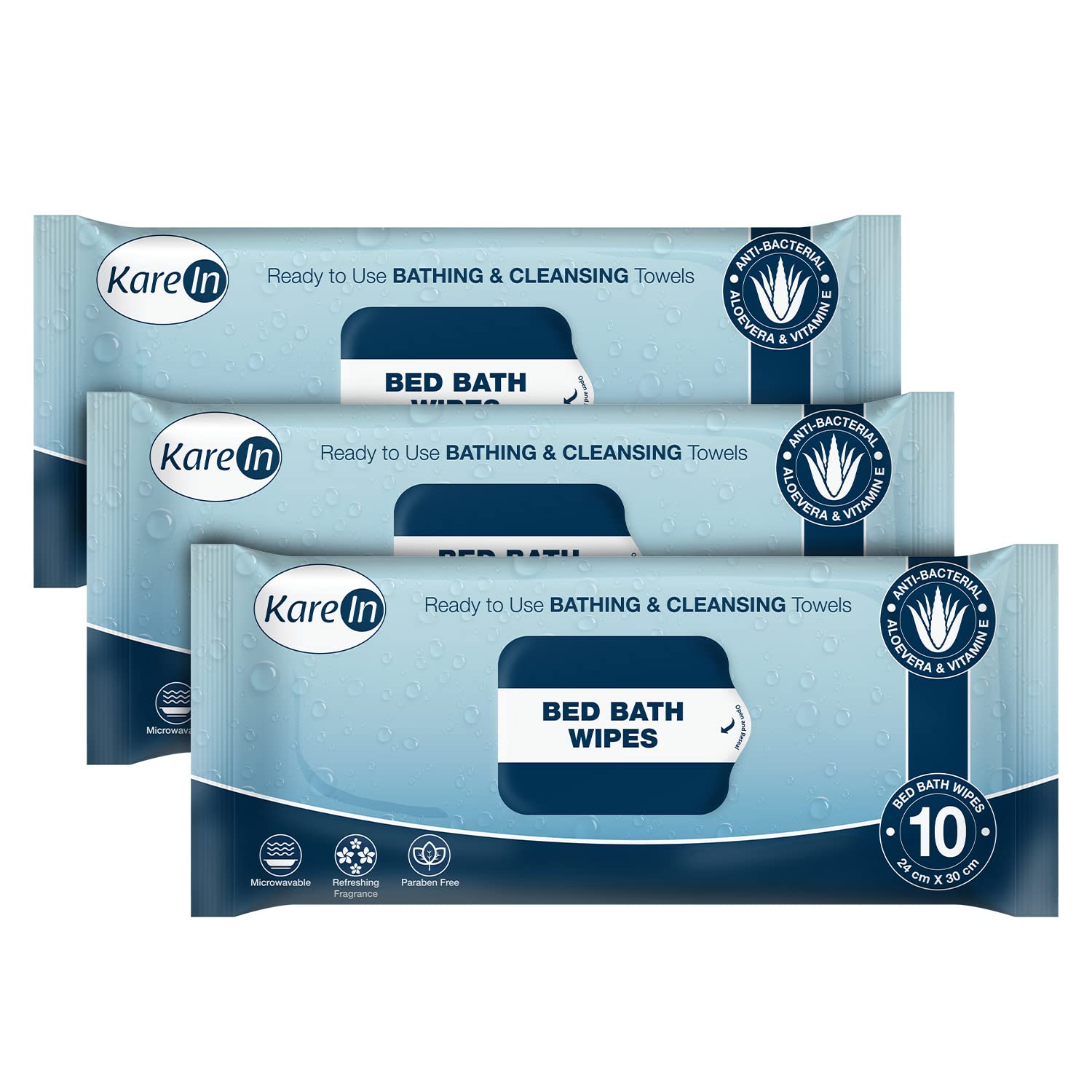 KareIn Adult Bath Wipes - 90 Count (3 Packs) | Antibacterial Wet Wipes for Bed Bathing | Ready-to-Use Cleansing Towels for Men & Women | Hospital & Home Care, Travel & Post-Surgery Hygiene