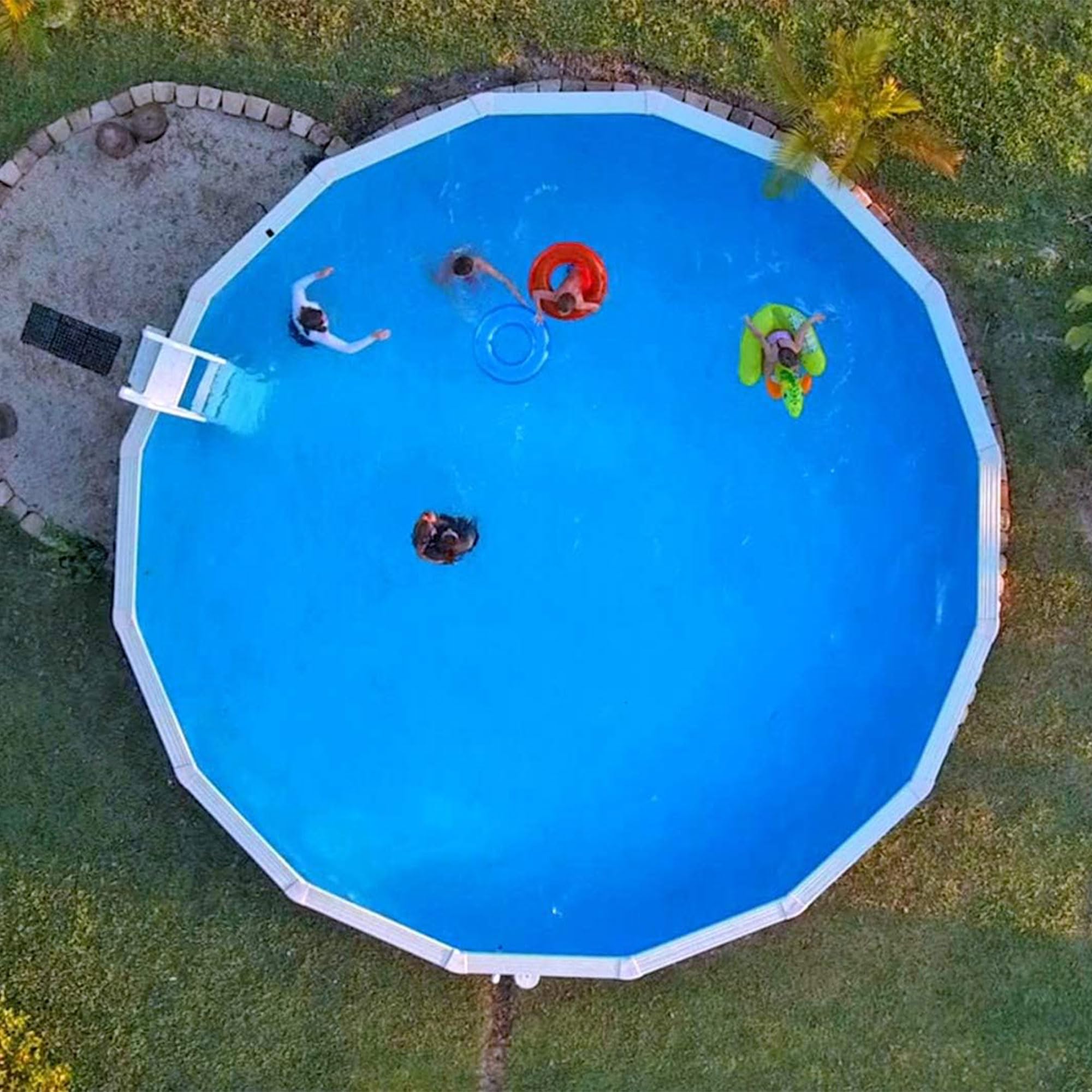 Swimline 24ft Round Above Ground Swimming Pool with Standard Gauge Vinyl Liner | Easy Installation | Durable Blue Design for Backyard, Family Fun & Summer Relaxation