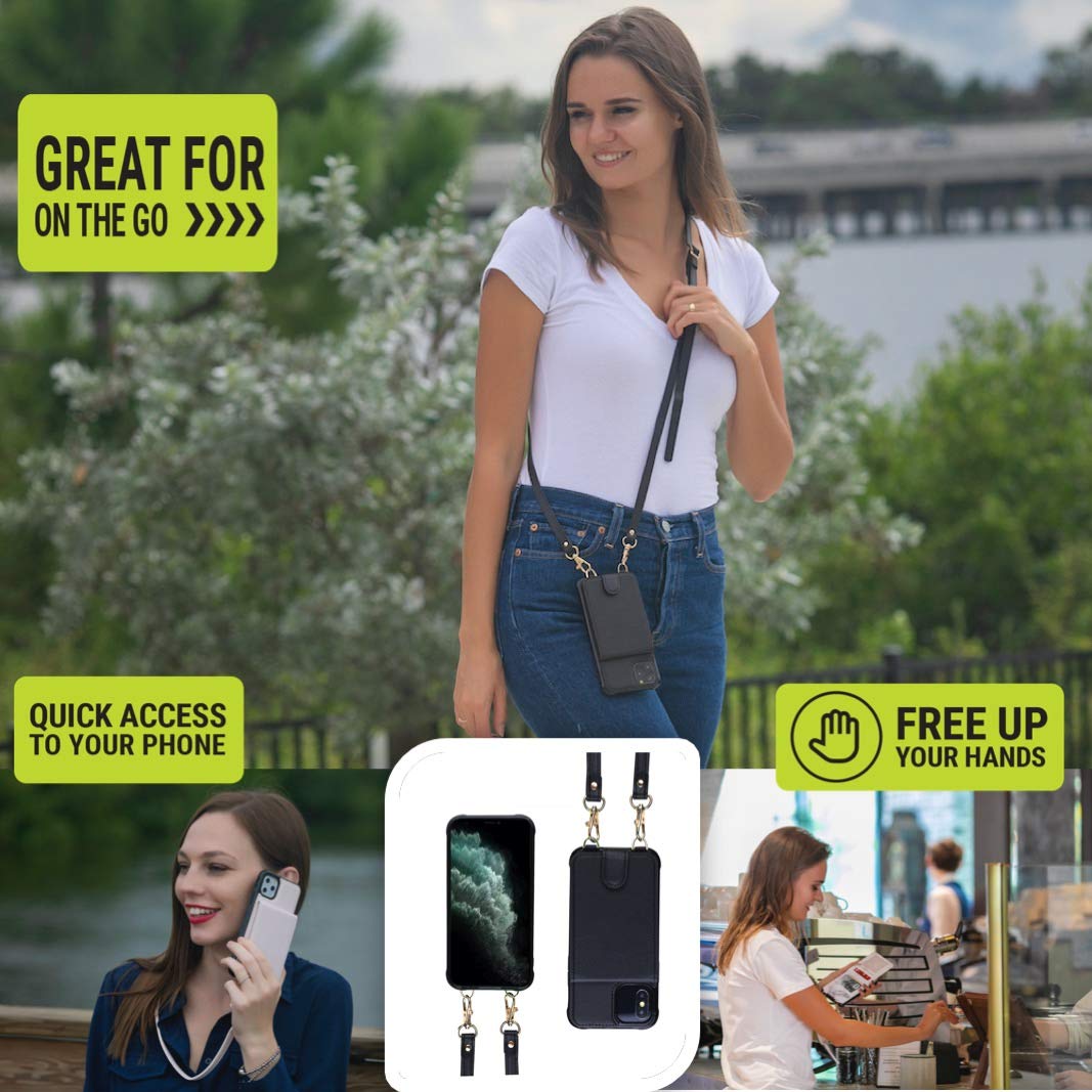 GearShield RFID Blocking Crossbody Phone Case Wallet for iPhone 11 Pro - Adjustable Strap Pink Purse Bag | Perfect for Travel, Shopping & Hands-Free Daily Use