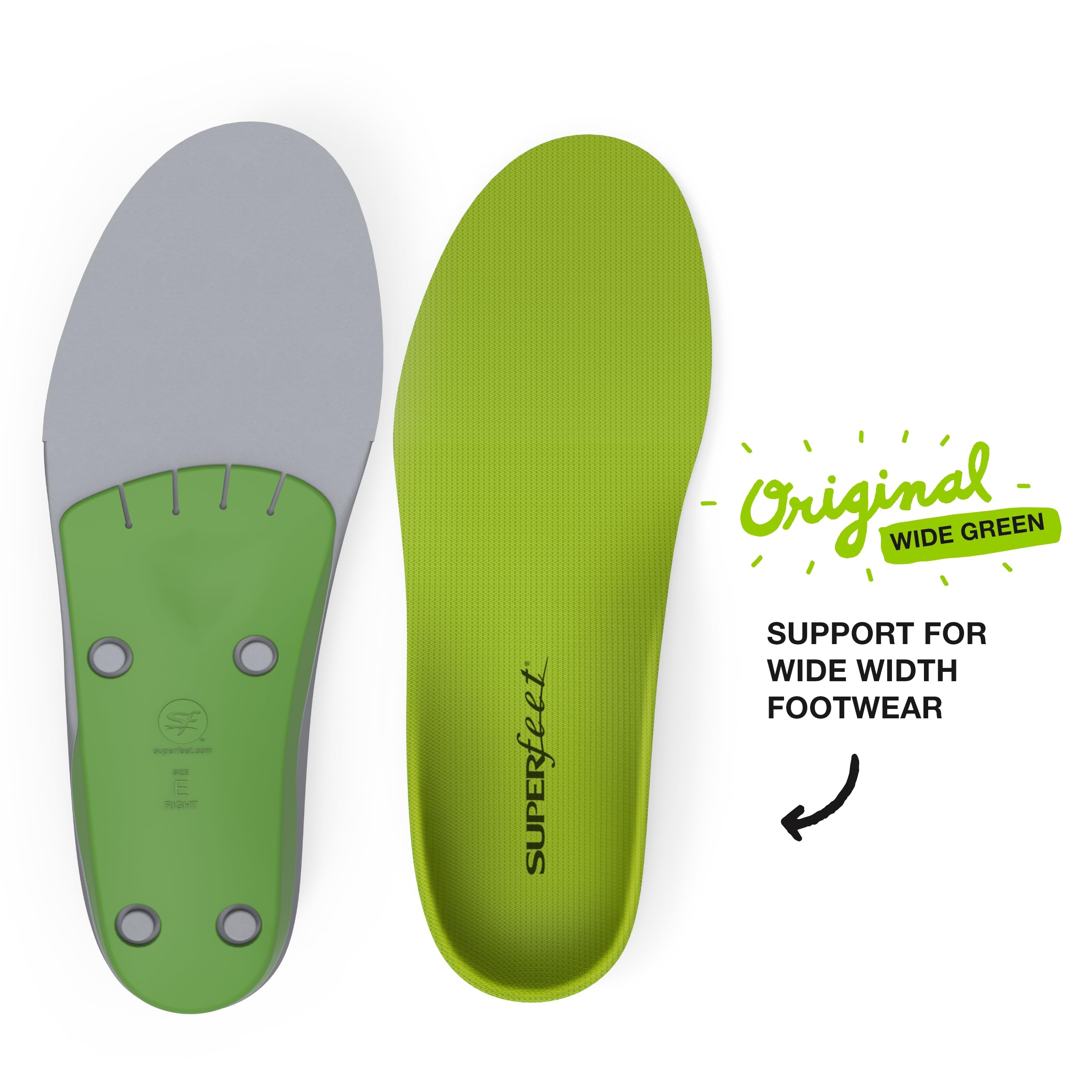 Superfeet All-Purpose Wide-Fit Support Insoles (WideGreen) - Orthotic Arch Support Shoe Inserts for Wide Feet - Trim-to-Fit Design for Perfect Fit - Ideal for Running, Hiking & Work Boots