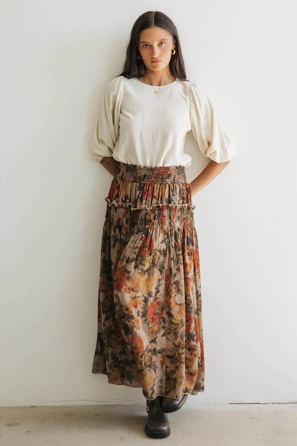 Nadine Blouse in Bone - Women's Elegant Casual Top | Perfect for Office Wear, Date Night & Summer Outfits