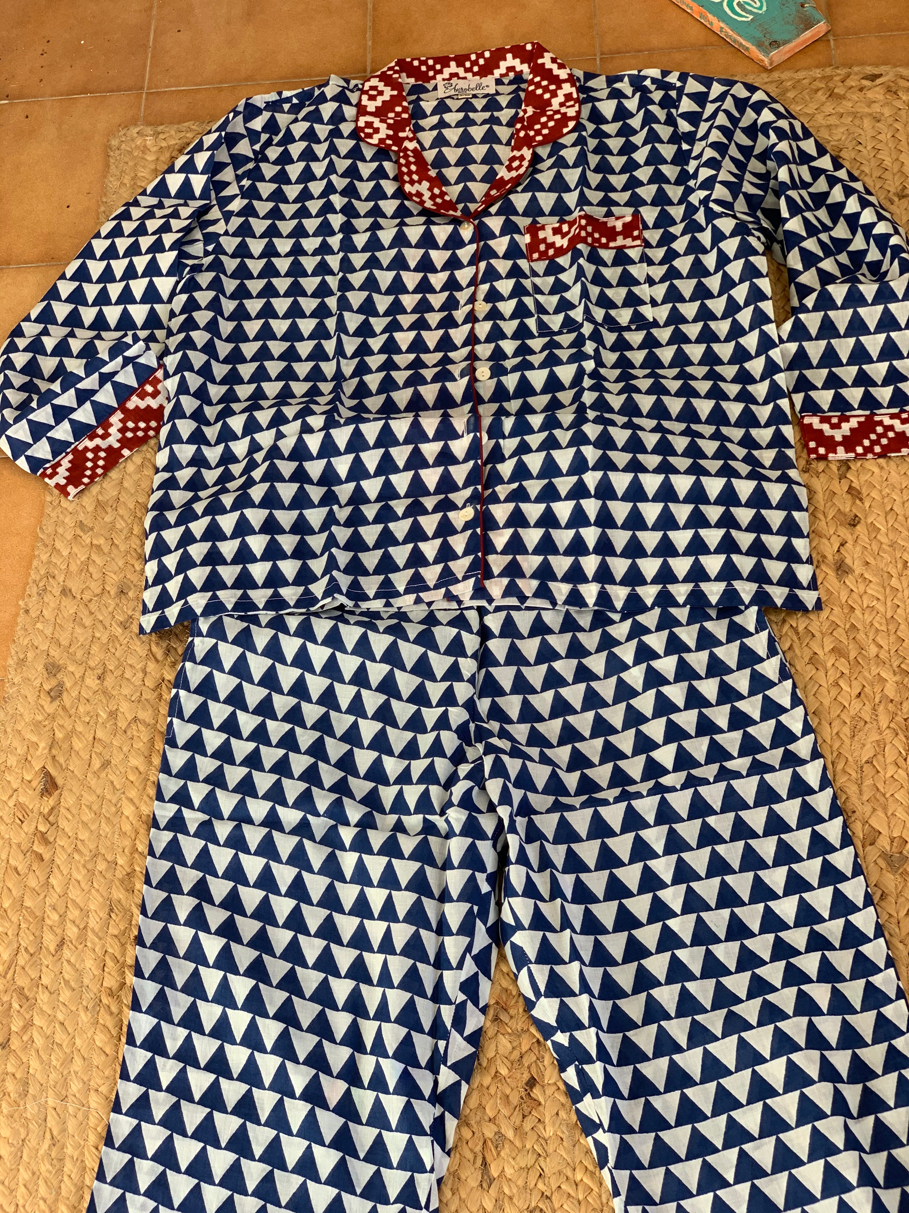 Hand Block Print Cotton Pyjamas - Soft & Cozy Lounge Wear for Women & Men - Perfect for Sleepwear, Relaxing at Home & Comfortable Nightwear
