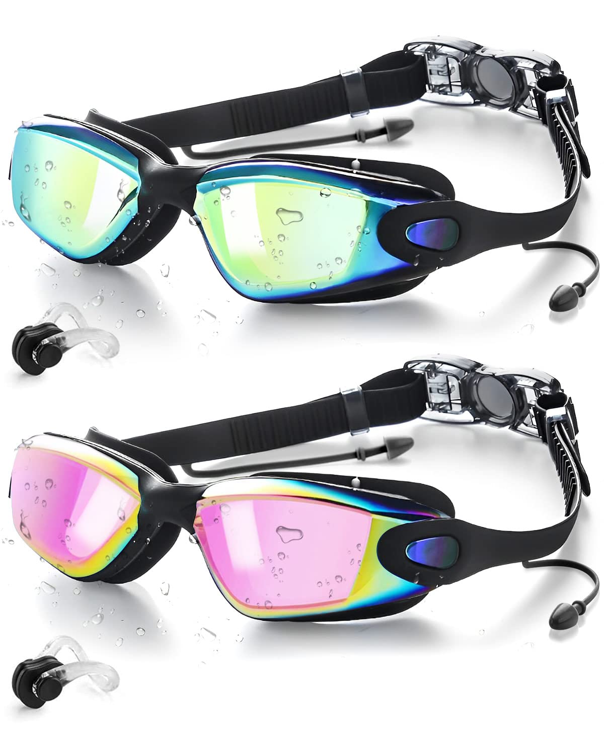Victoper Anti-Fog UV Protection Swim Goggles 2 Pack - No Leak Swimming Goggles for Adults, Men, Women & Youth - Perfect for Pool, Beach & Water Sports