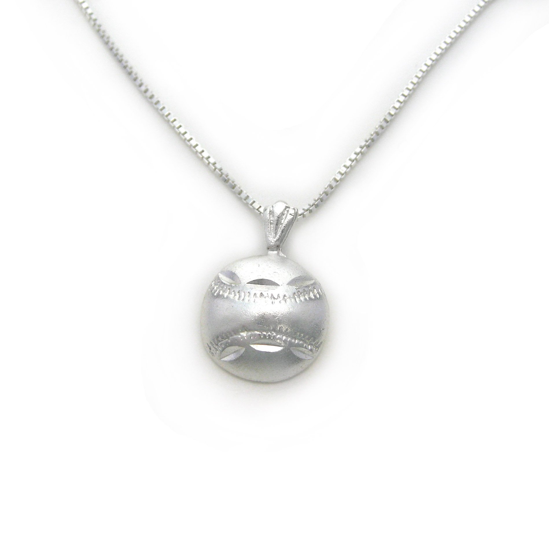 925 Sterling Silver Baseball & Softball Charm Necklace - Handmade Etched Pendant Jewelry for Women & Girls - Perfect Gift for Athletes, Coaches & Sports Fans