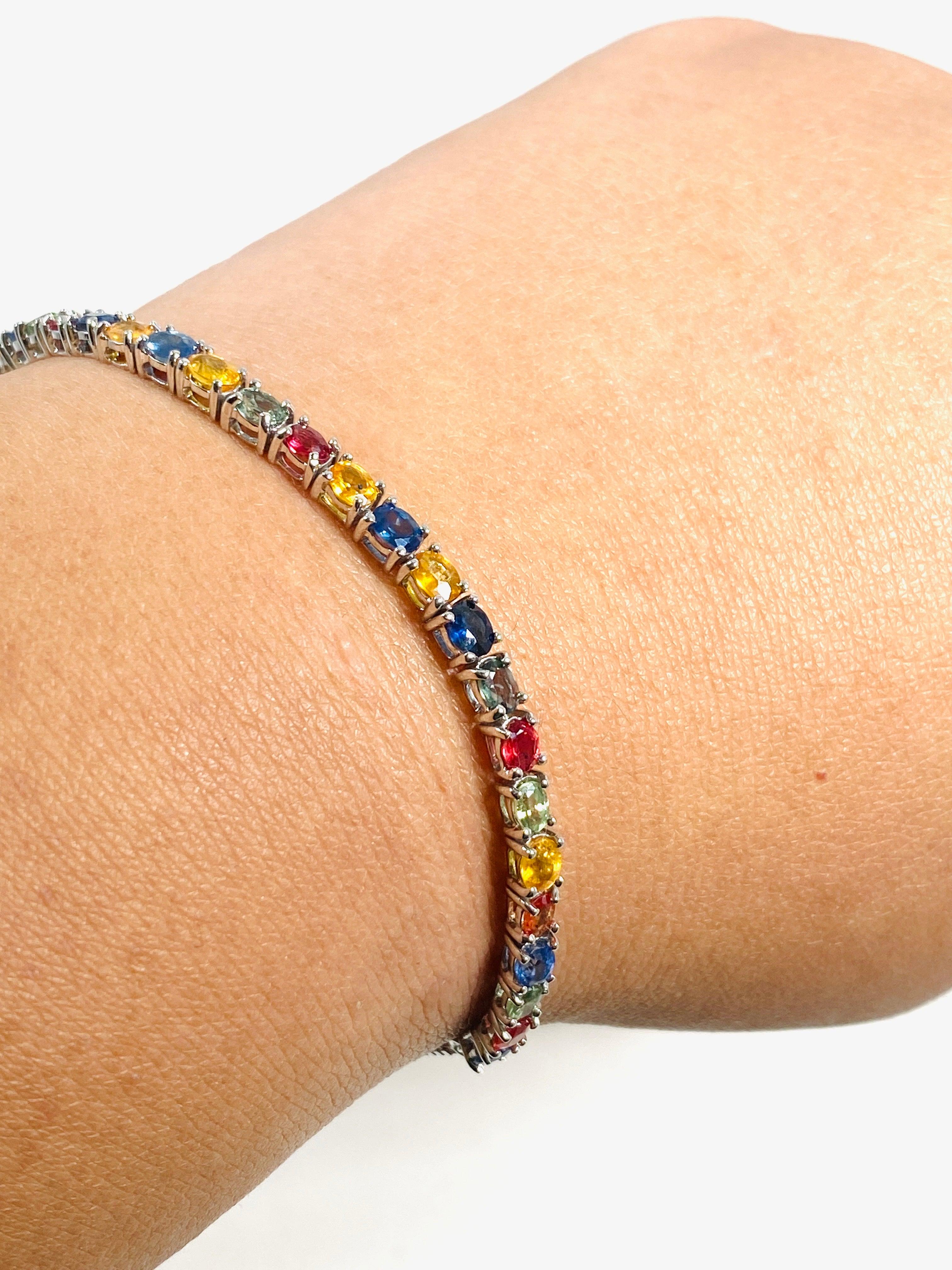 Multi-Colored Sapphire Lariat Bracelet SSGJ 83 - Elegant Adjustable Jewelry for Women, Perfect for Parties, Weddings & Special Occasions