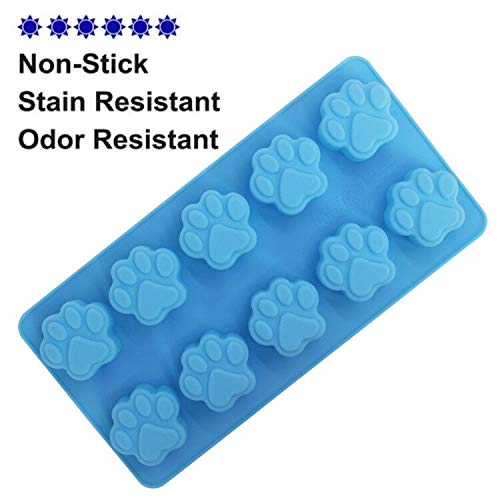 Premium Food-Grade Silicone Paw Print Molds - Set of 4 Reusable Baking Molds for Dog & Cat Treats, Ice Cubes, Chocolate, Candy | Oven, Freezer & Dishwasher Safe | Perfect for Pet Parties, DIY Treats & Holiday Baking