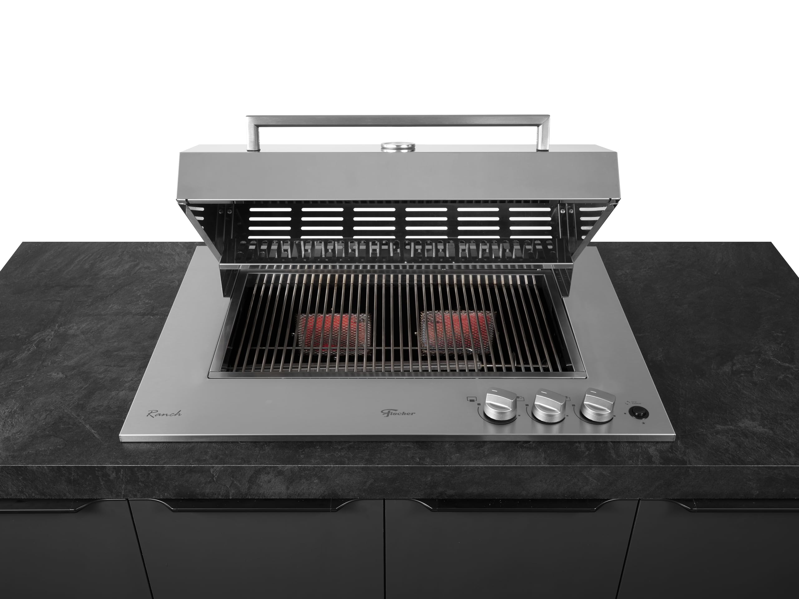 FISCHER 31200-83551 Gas Grill Cooktop with Rotisserie Spit - Outdoor BBQ Cooking for Backyard, Patio & Camping