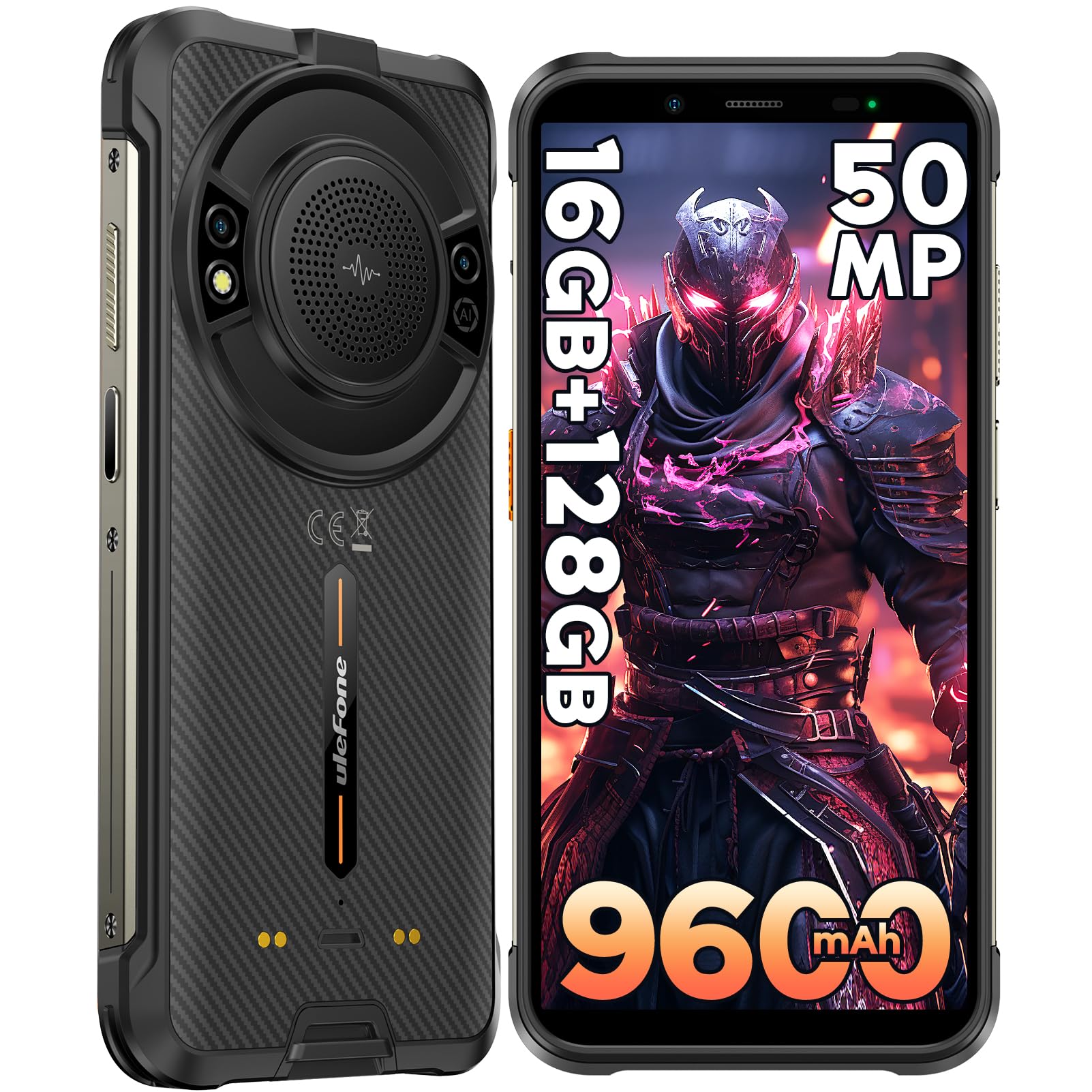Ulefone Power Armor 16S Rugged Smartphone - 9600mAh Long-Lasting Battery, 122dB Super Loud Speaker, 16GB+128GB Storage, 50MP HD Camera | 5.93