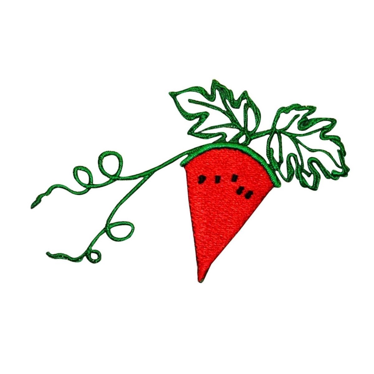 Watermelon Slice On Vine Iron On Applique Patch - Summer Fruit Embroidery for DIY Crafts, Clothing & Accessories - Perfect for T-Shirts, Hats, Bags & Home Decor