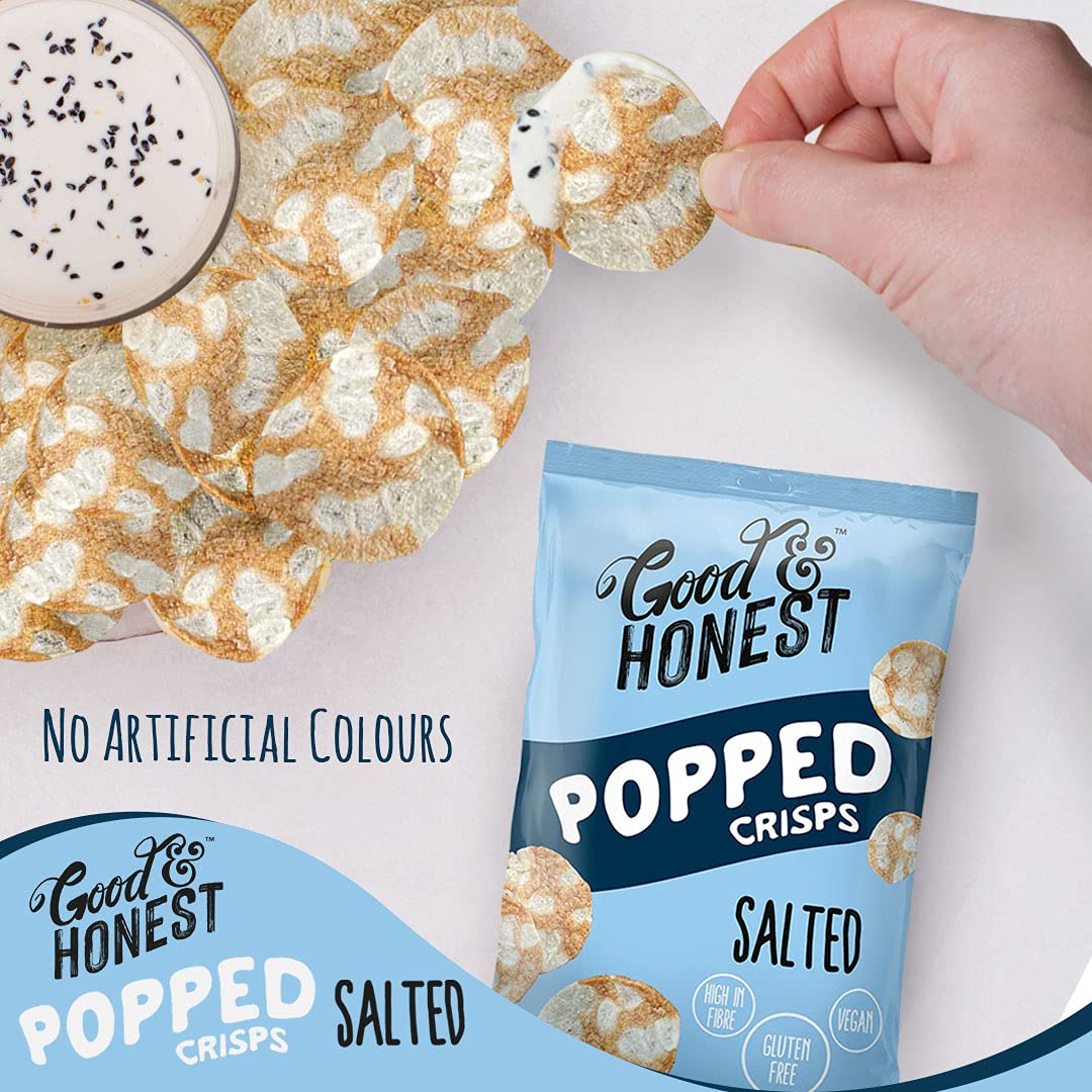 Good & Honest Gluten-Free Popped Crisps - Sea Salt Flavor - 8 Pack (85g Each) - Healthy Snack for Parties, Movie Nights & On-the-Go