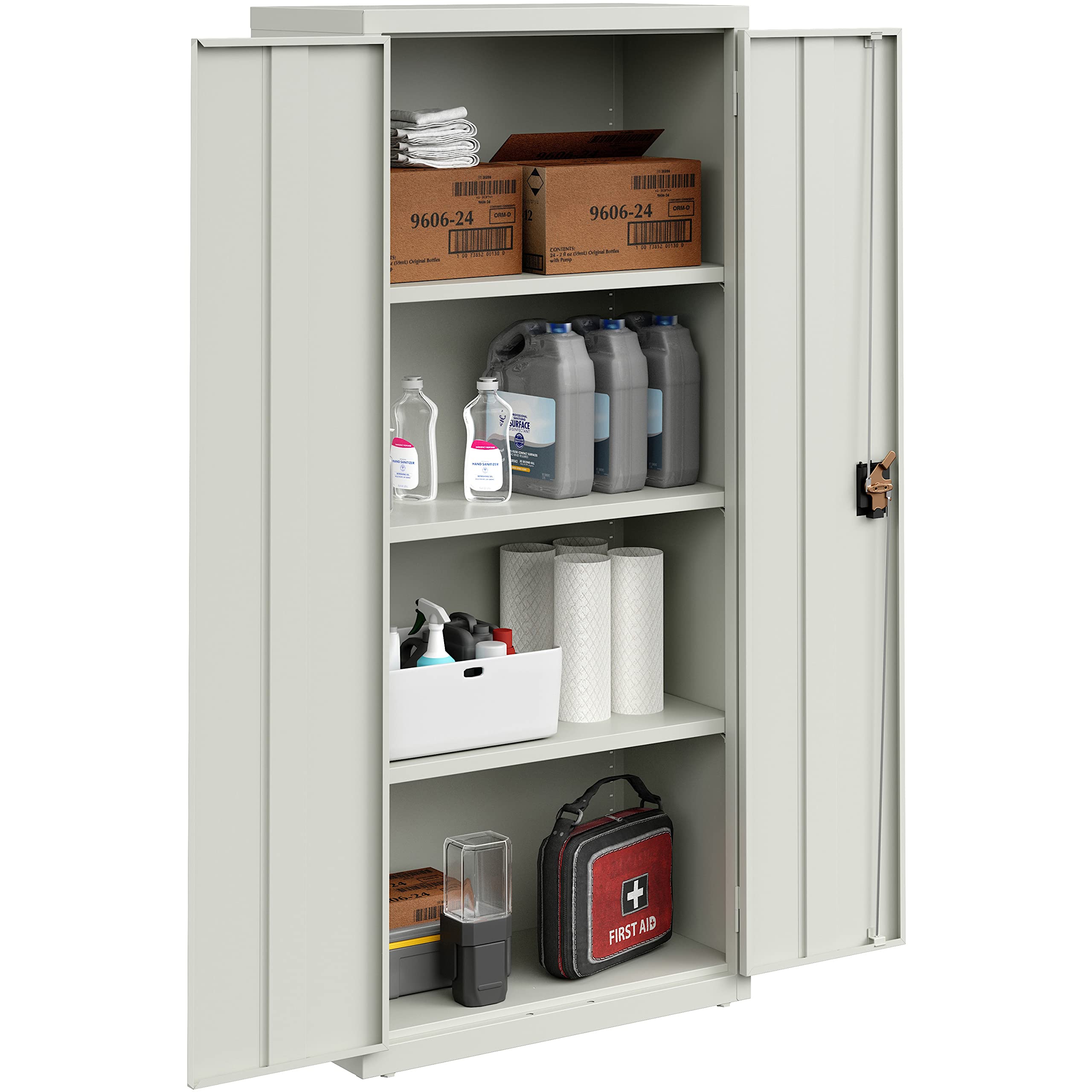 Lorell Slimline Storage Cabinet - 3-Shelf Metal File Organizer for Office, Home & Garage - Compact Storage Solution for Files, Books & Supplies