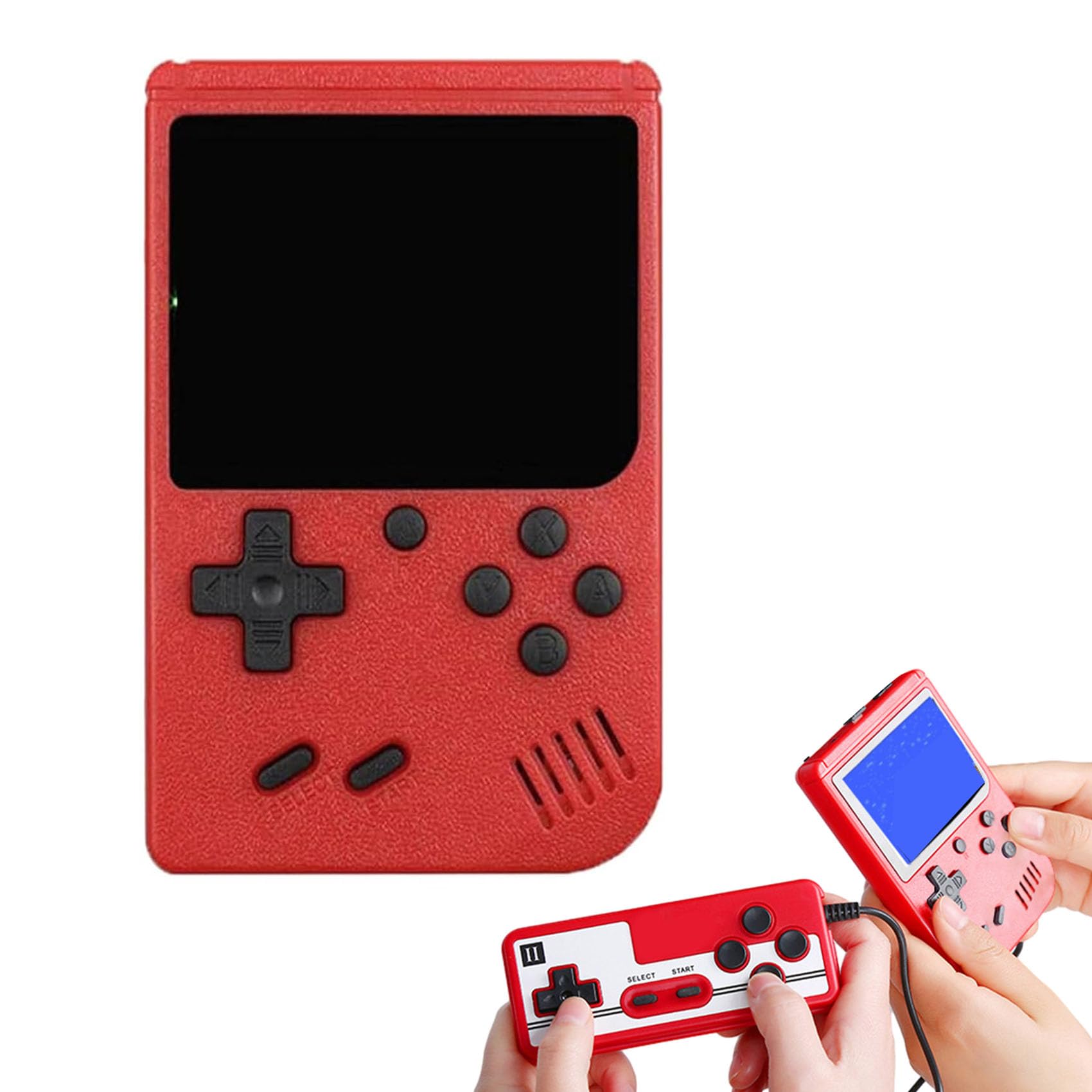 Retro Handheld Game Console with 400+ Classic Nostalgic Games - 2 Player TV Support, Portable Gaming Device for Kids & Adults - Perfect for Travel, Gifts and Family Game Nights (Red)
