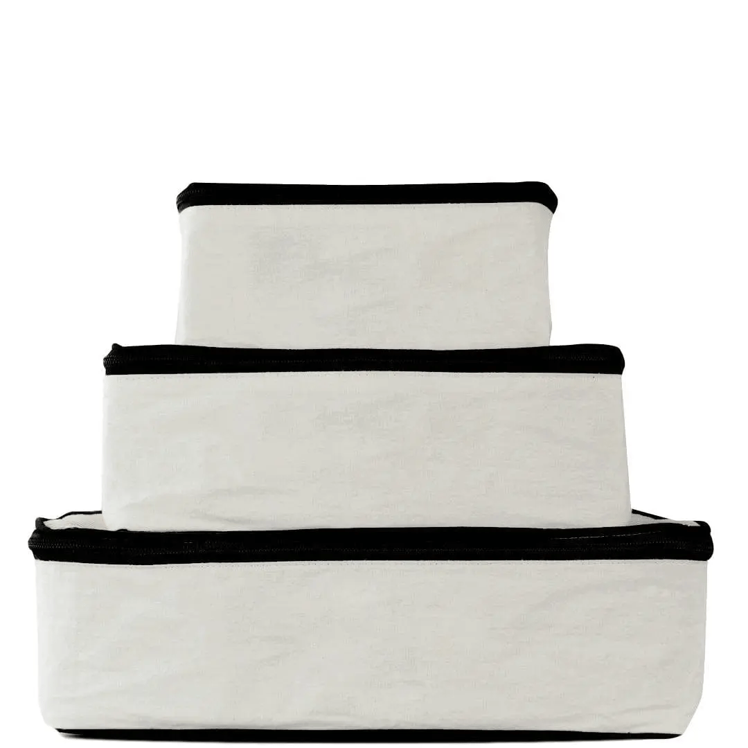 Premium Cotton Packing Cubes Set of 3 - Cream Color Travel Organizers for Suitcases & Backpacks | Perfect for Business Trips, Vacations & Weekend Getaways