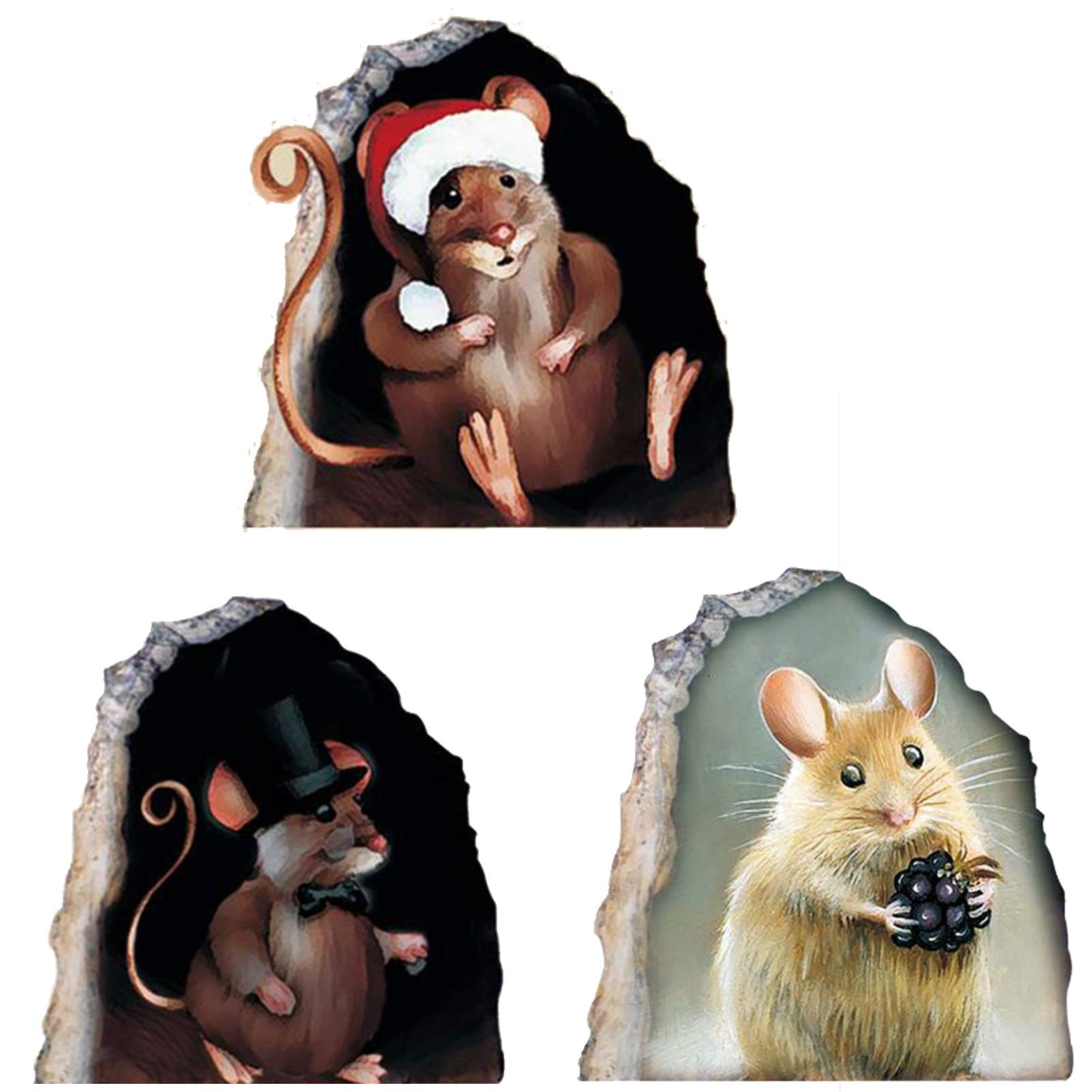 3D Self-Adhesive Mouse Hole Wall Stickers (3 Pack) - Waterproof, Realistic Inkjet Design for Home Decor - Perfect for Living Room, Bedroom & Kids' Playroom