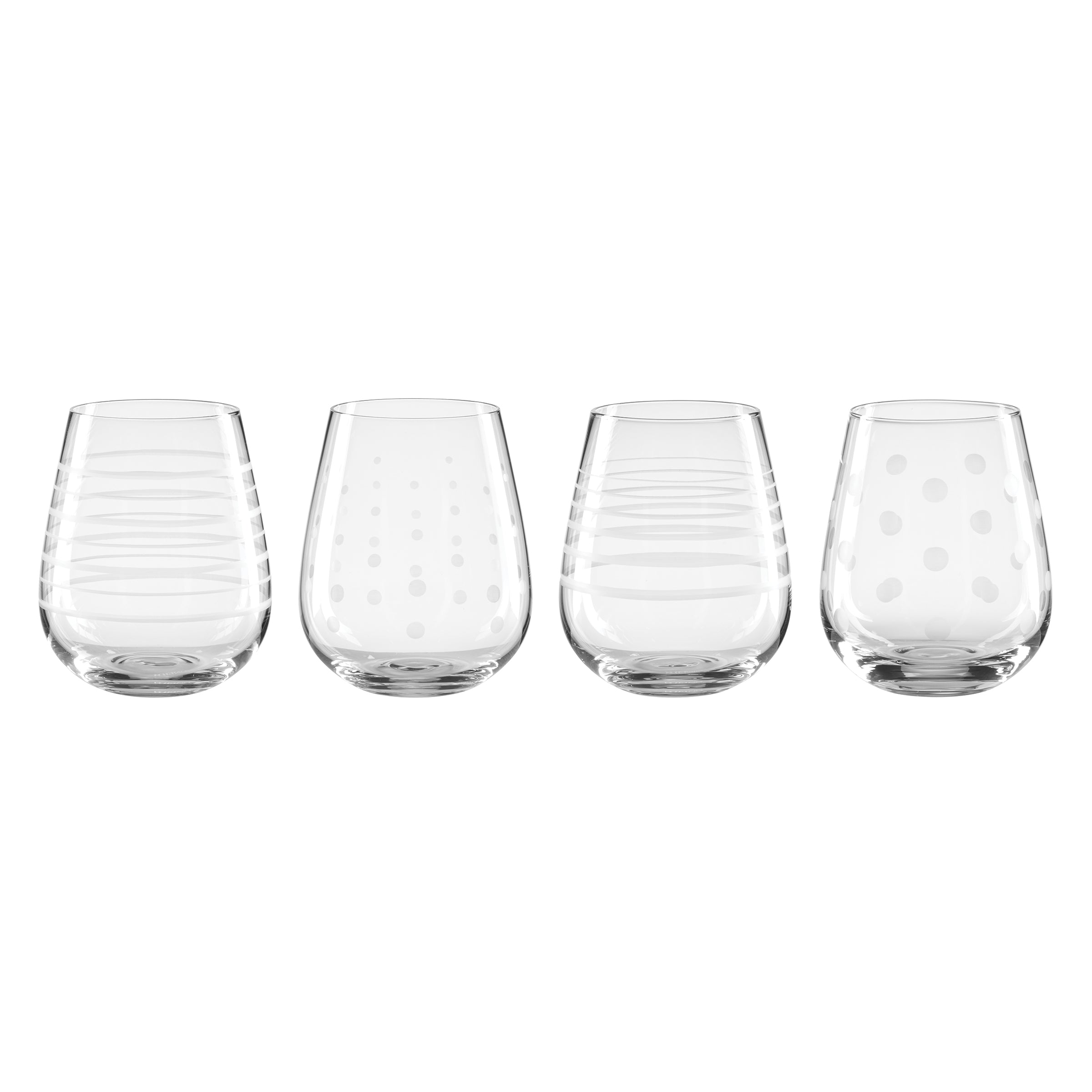 Premium Mingle Stemless Wine Glasses Set of 4 - Shatterproof BPA-Free Crystal Clear Glasses for Red & White Wine, Cocktails, Juice - Perfect for Parties, Weddings, Home Bar & Gifts