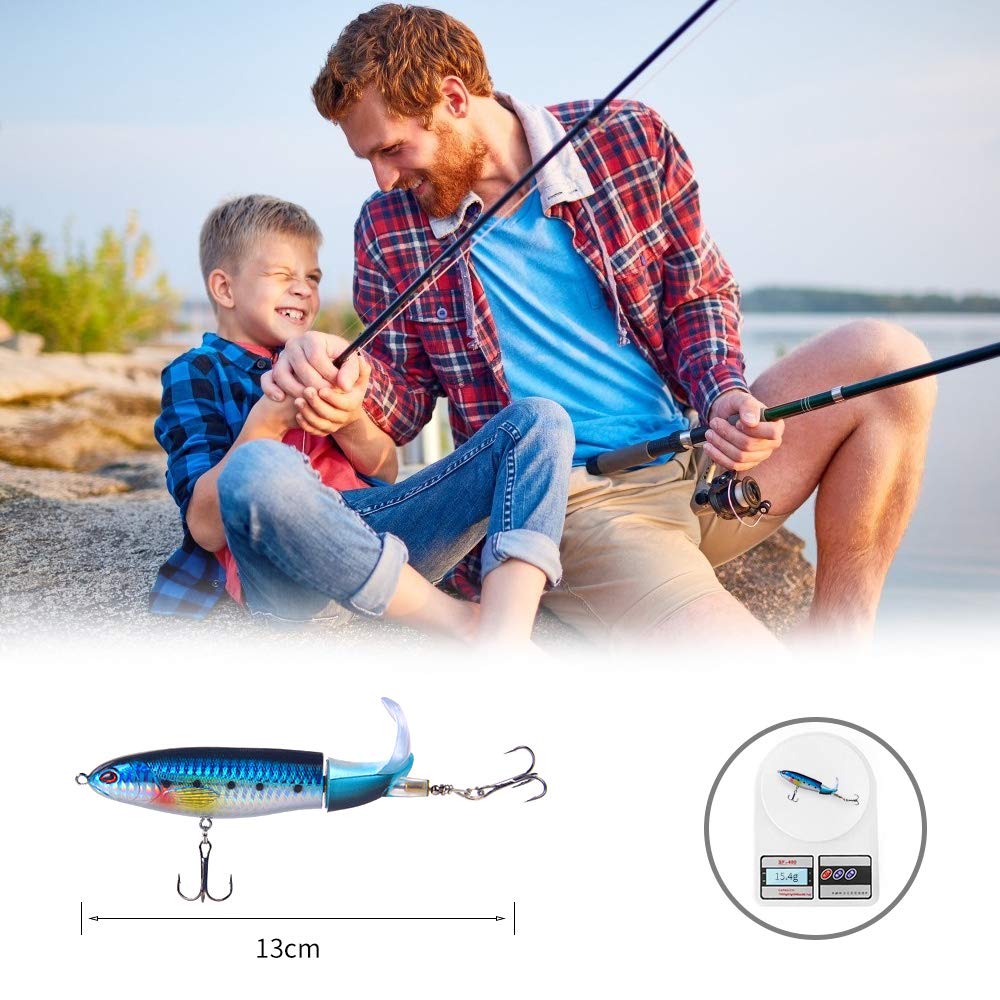 8Pcs Topwater Fishing Lure Set - Whopper Plopper Bass Lures with Floating Rotating Tail | Lifelike Hard Bait & Swimbait Kit for Bass Fishing | Perfect for Freshwater Lakes, Rivers, and Pond Fishing Adventures