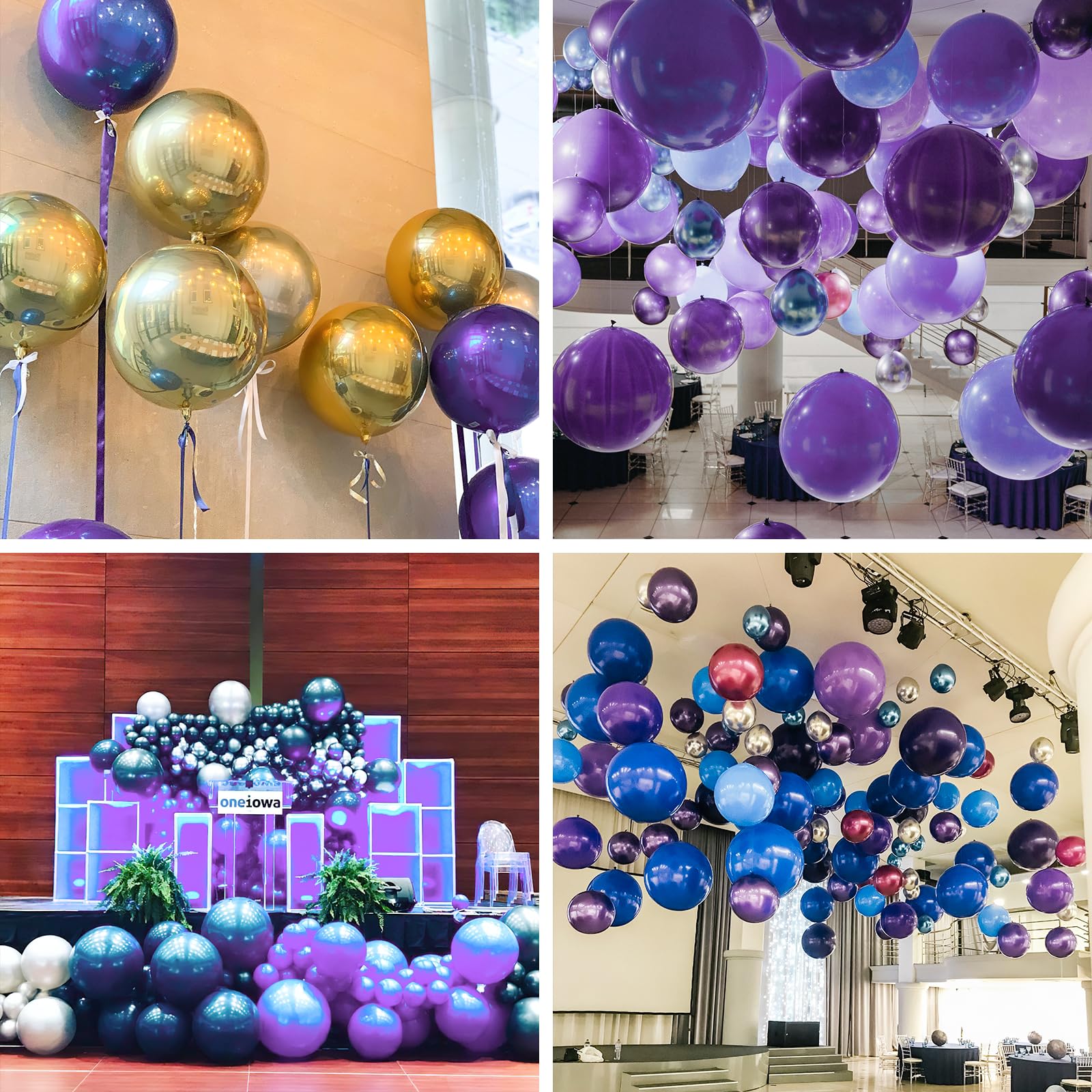 PartyWoo 6-Pack 22 Inch Giant 4D Pearl Purple Foil Balloons - Large Round Mylar Balloons for Birthday Party Decorations, Wedding Decor, Baby Shower & Anniversary Celebrations - Elegant Metallic Balloon Set for Indoor/Outdoor Events