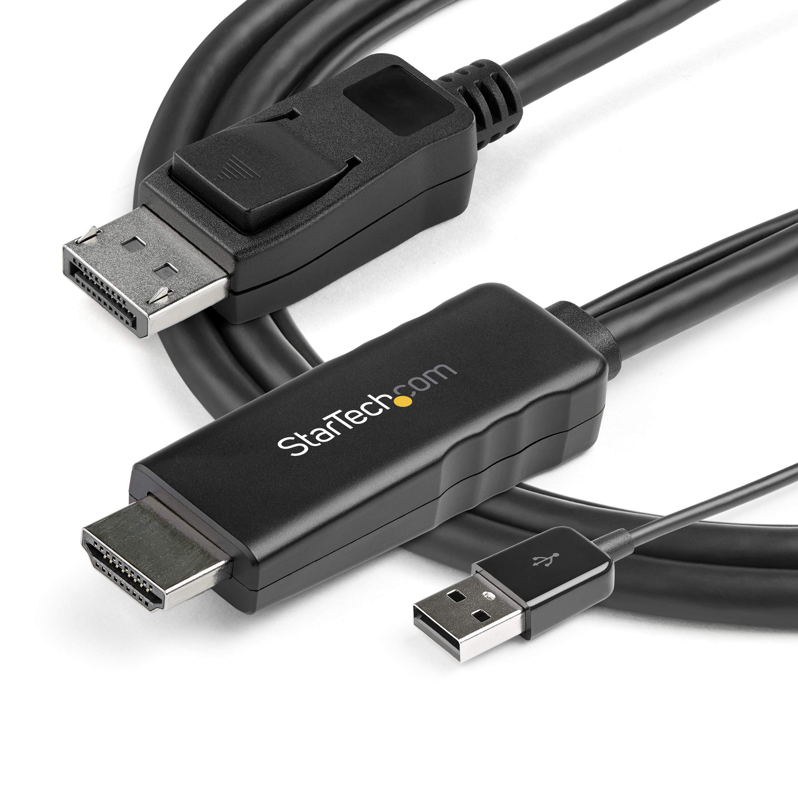 StarTech.com 6ft (2m) Active HDMI to DisplayPort Cable 4K 30Hz - HDMI 1.4 to DP 1.2 Adapter Converter with Audio Support - USB Powered for Mac & Windows - Connect HDMI Laptop to DP Monitor (HD2DPMM6) - Perfect for Home Office, Gaming & Multimedia Presentations