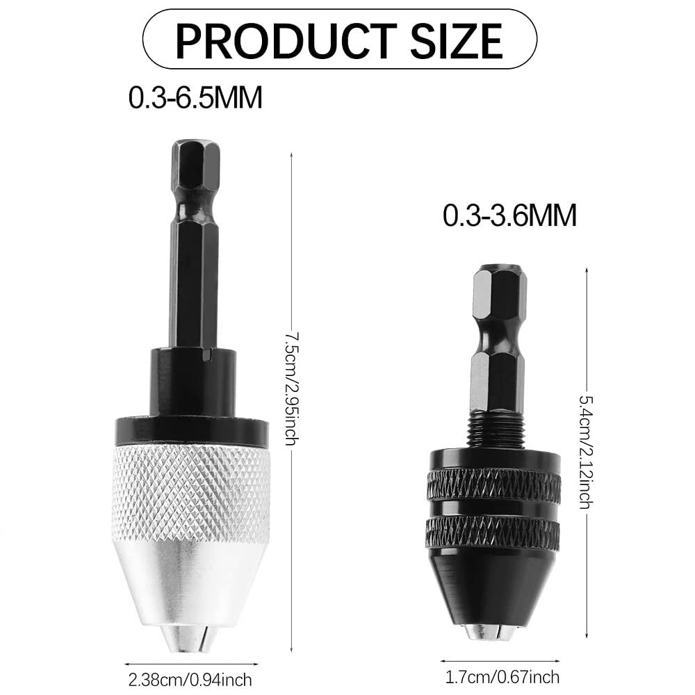 Fixinus 2-Pack Keyless Drill Chuck Set - 1/4