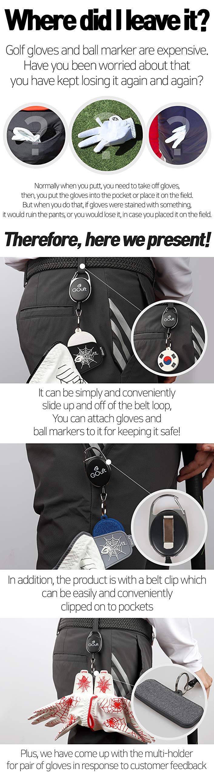 Premium Golf Ball Marker & Glove Holder - Magnetic Golf Accessories for Easy Storage | Perfect for Golf Bags, Carts & On-Course Convenience