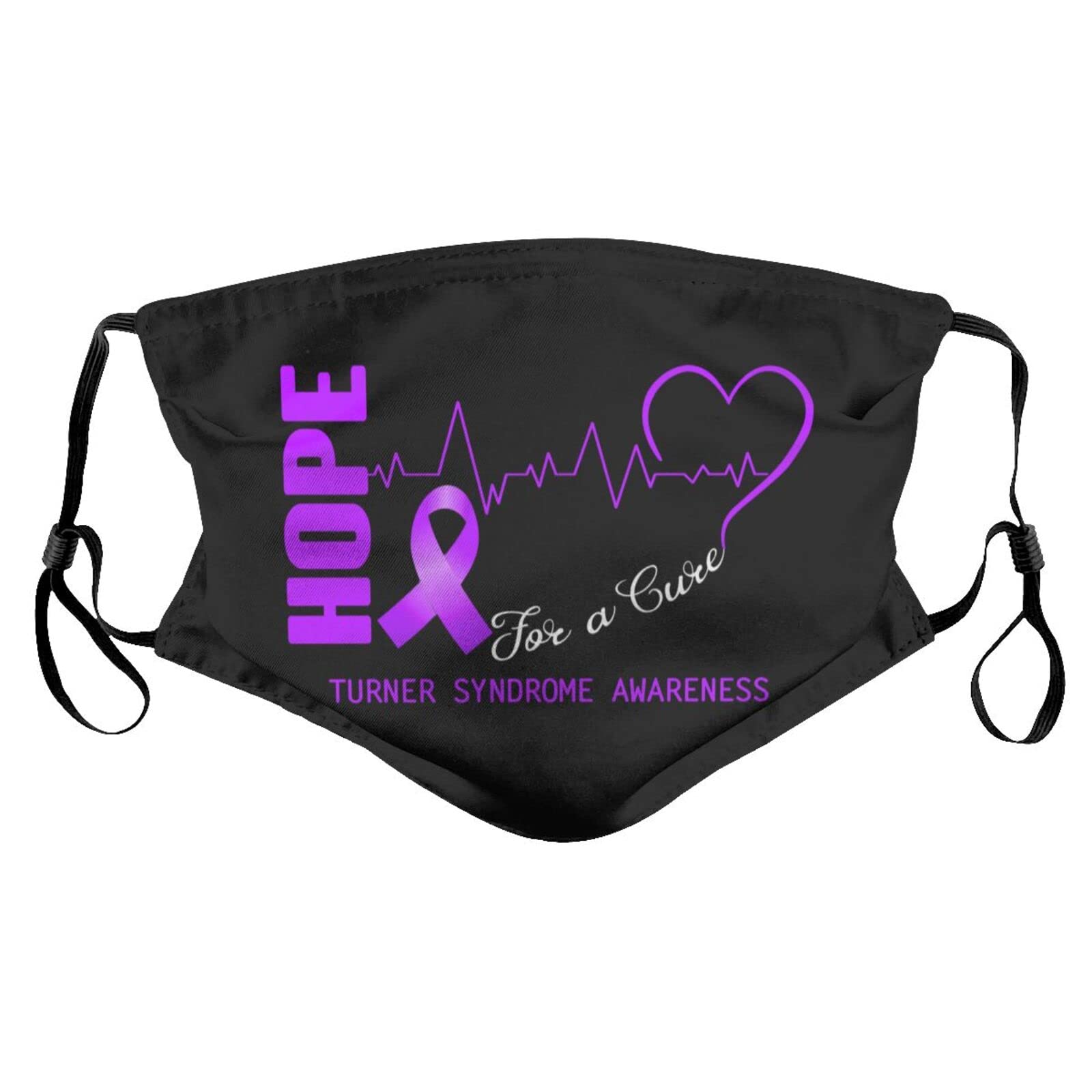Reusable Cloth Face Mask with Filters for Men, Women & Kids - Turner Syndrome Awareness Design - Breathable & Washable for Daily Use, Workouts & Outdoor Activities