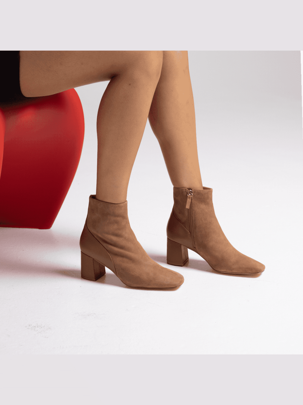 Julita Women's Ankle Boots - Soft Kid Suede in Hazelnut Brown | Comfortable Fall & Winter Booties for Casual Outfits & Office Wear