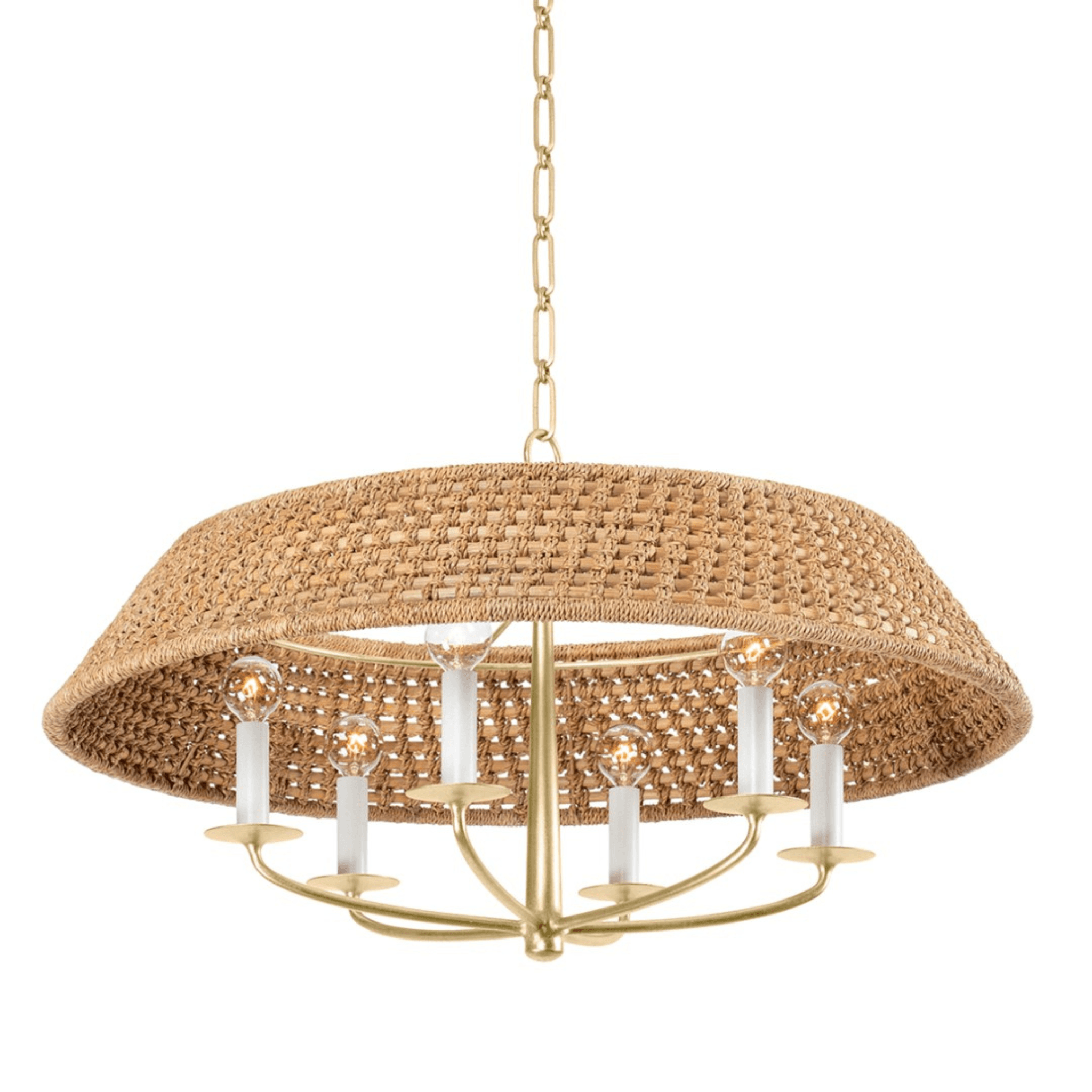 Bradley Natural Woven Chandelier - Handcrafted Rattan Pendant Light Fixture in 2 Sizes (16