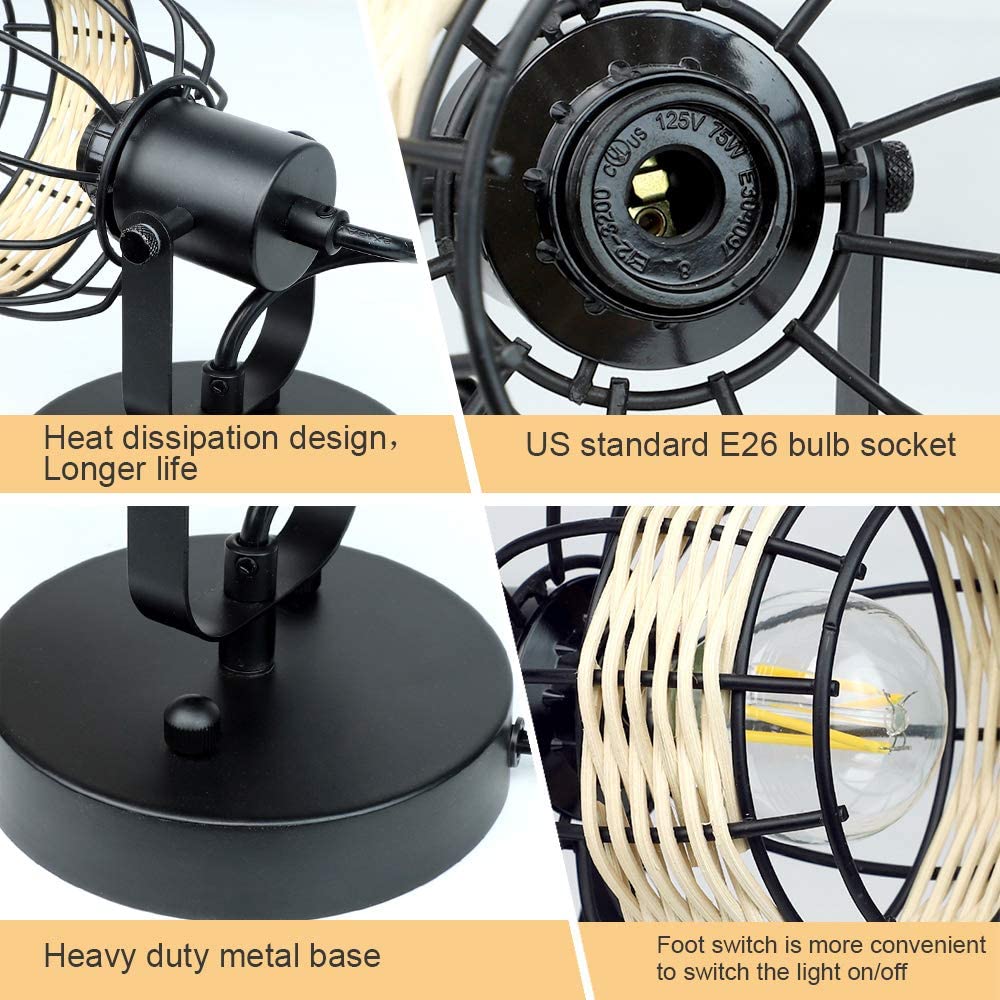 Depuley Rustic Cage Wall Spotlight Fixture - Adjustable Flush Mount Track Lighting with Plug-in Cord | Perfect for Bedroom, Living Room & Hallway Lighting Decor