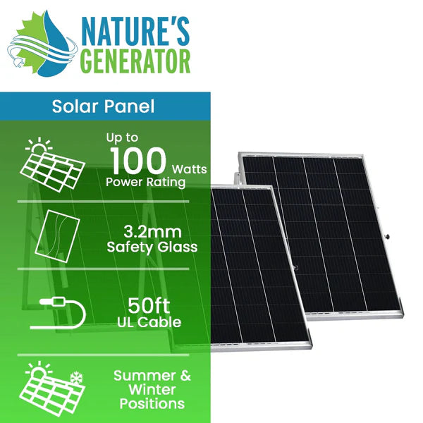 Natures Generator 3 x 100W Monocrystalline Solar Panels - Portable Solar Power Kit for Camping, RV, Off-Grid & Emergency Backup Power