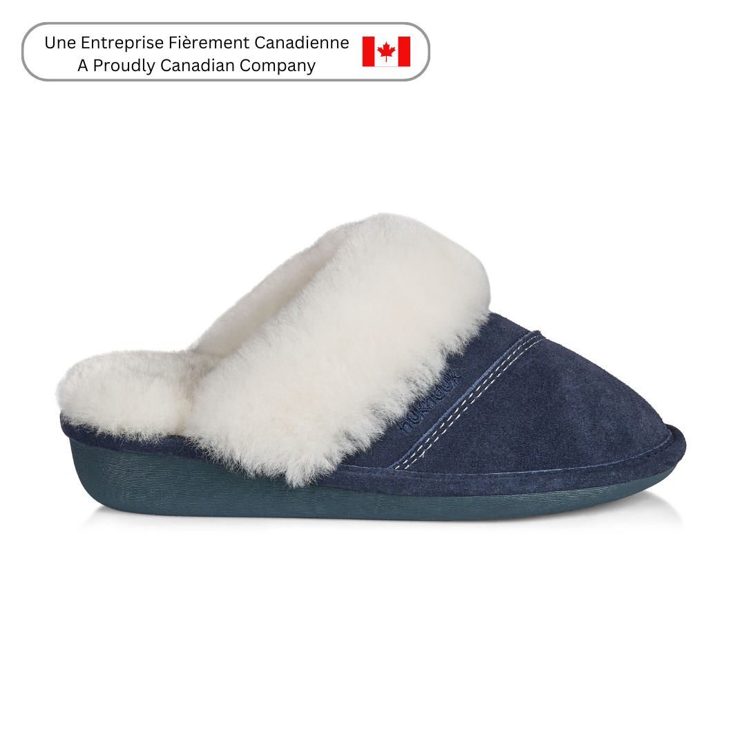 Joy Women's Non-Slip Fuzzy House Slippers - Soft Memory Foam Indoor/Outdoor Comfort Shoes (Navy Blue) - Perfect for Home, Office & Travel Use