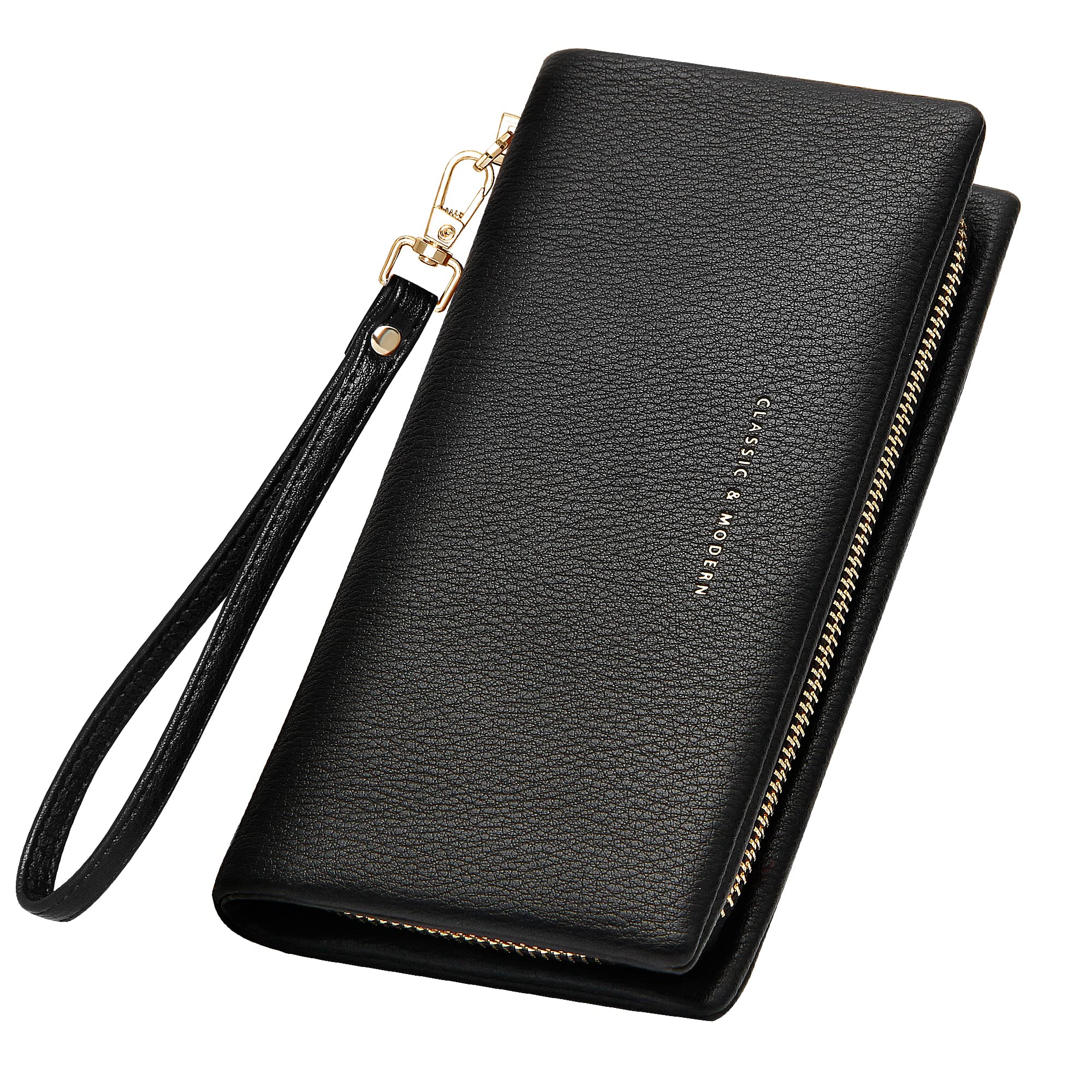 Women's RFID Blocking Large Capacity Zip Around Wallet - PU Leather Credit Card Holder & Travel Purse with Wristlet Strap | Perfect for Everyday Use, Shopping, and Travel