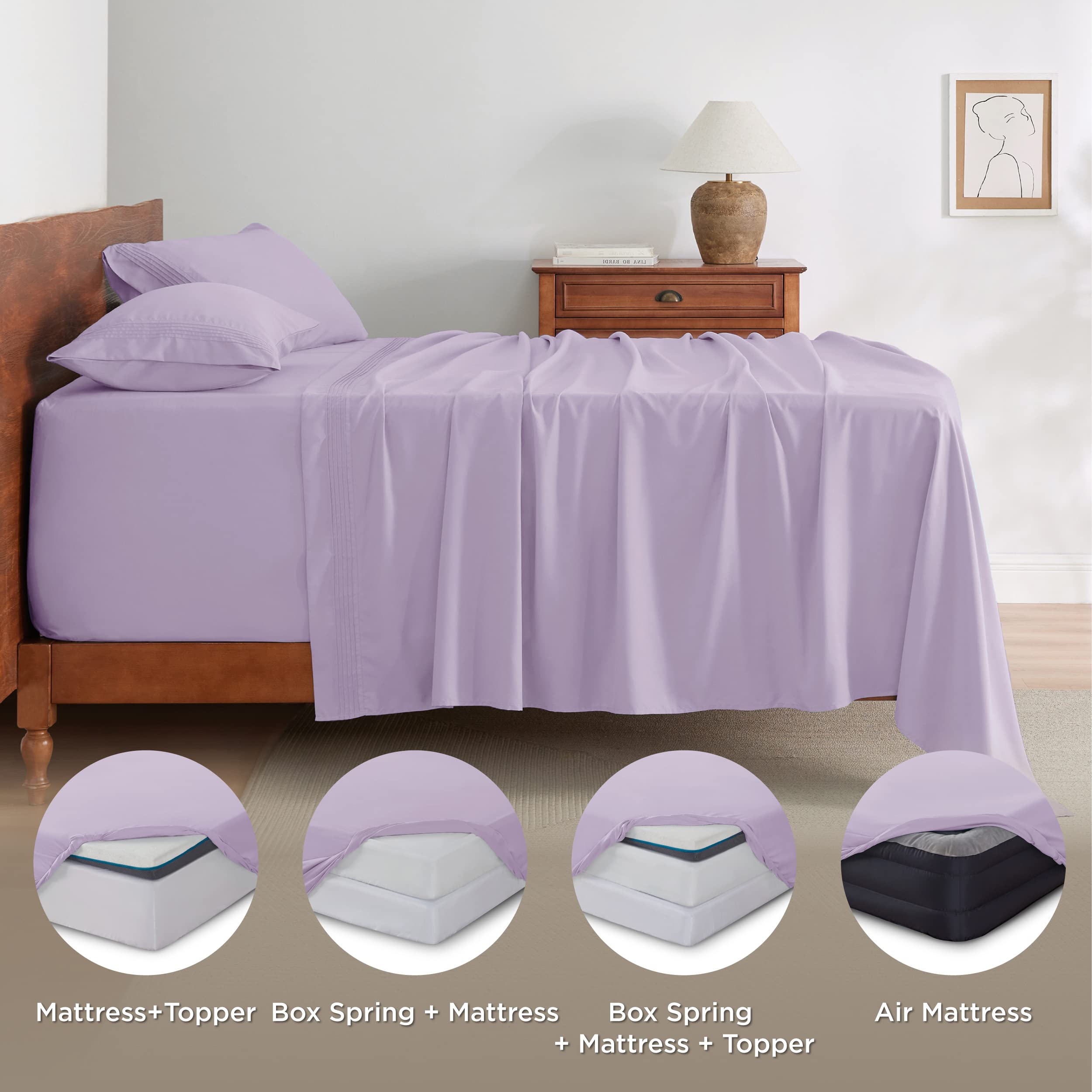 Bedsure GentleSoft Twin XL Sheets Set - Ultra Soft & Breathable Dorm Bedding, Moisture Wicking Cooling Extra Long Twin Sheets with Deep Pocket (Fits 21