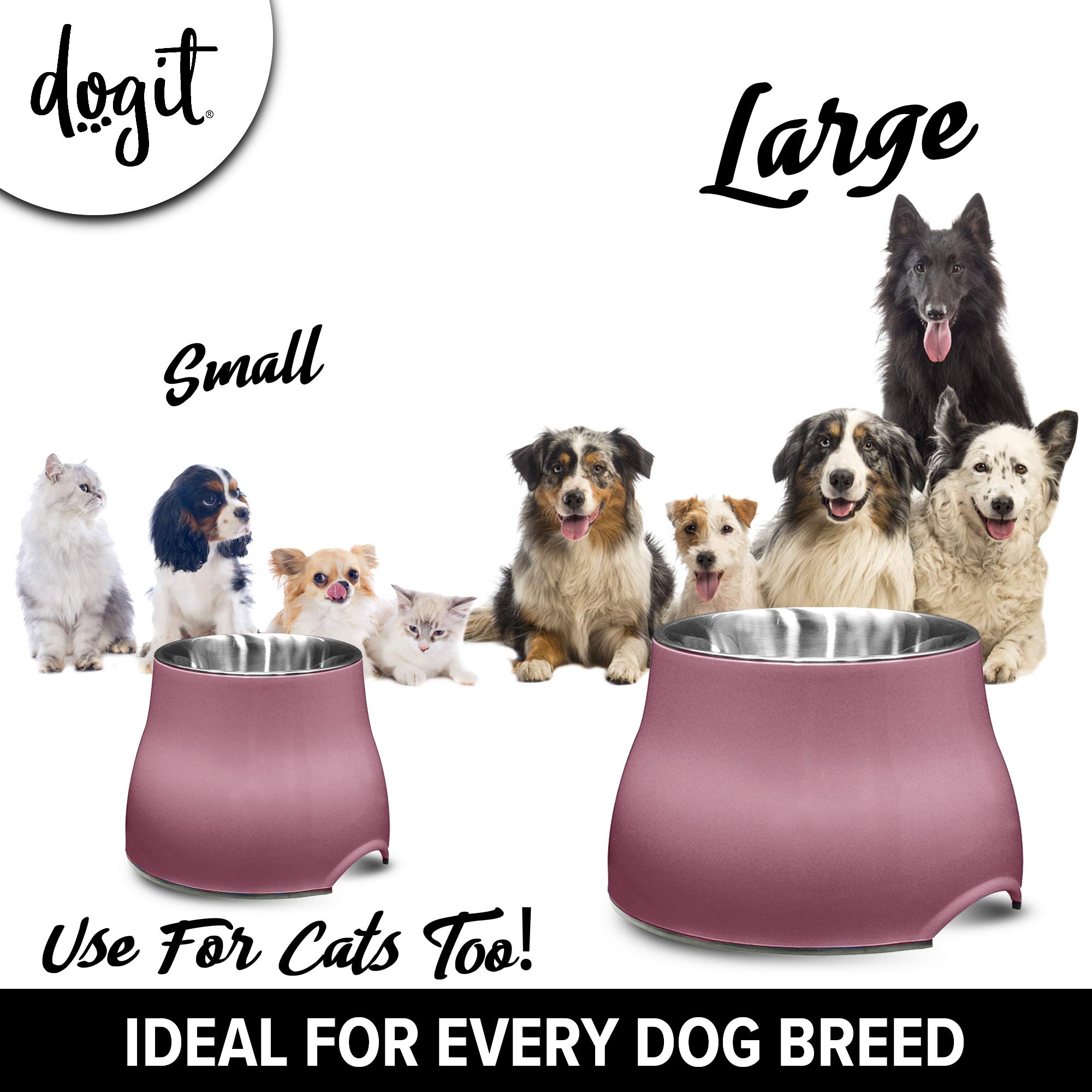 Elevated Dog Bowl for Small Dogs - Stainless Steel Pet Food & Water Dish with Non-Slip Base, Pink (73742) - Perfect for Indoor/Outdoor Use, Travel & Mess-Free Feeding