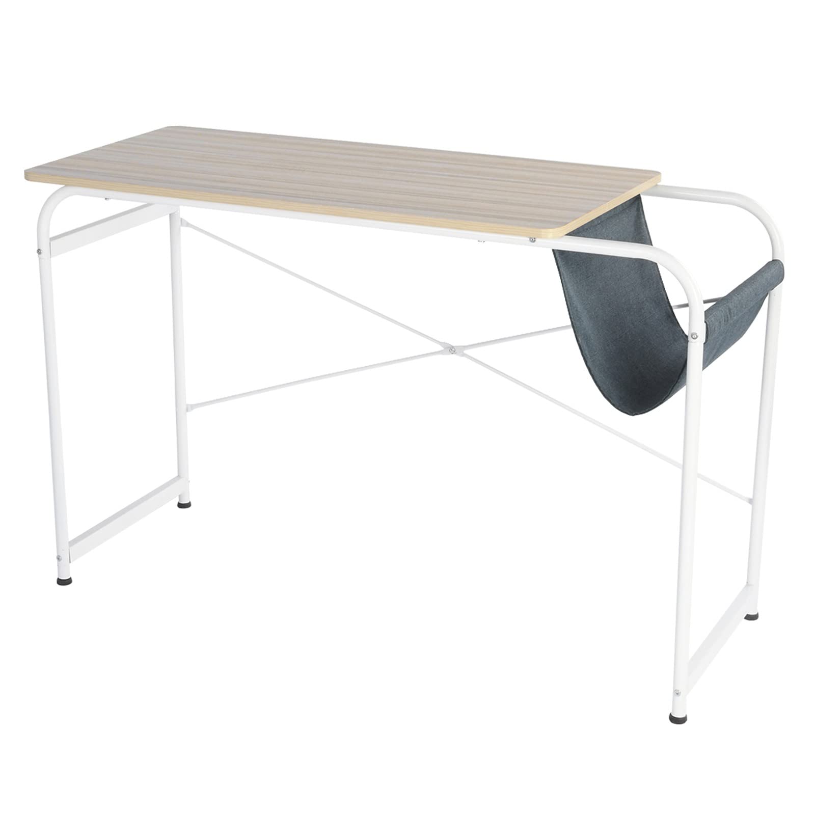 Modern Wooden Farmhouse Computer Desk - Large Home Office Desk for Work & Study, Ergonomic Design with Knee Massage Roller (Height Adjustable) - Perfect for Remote Work, Gaming & Small Spaces