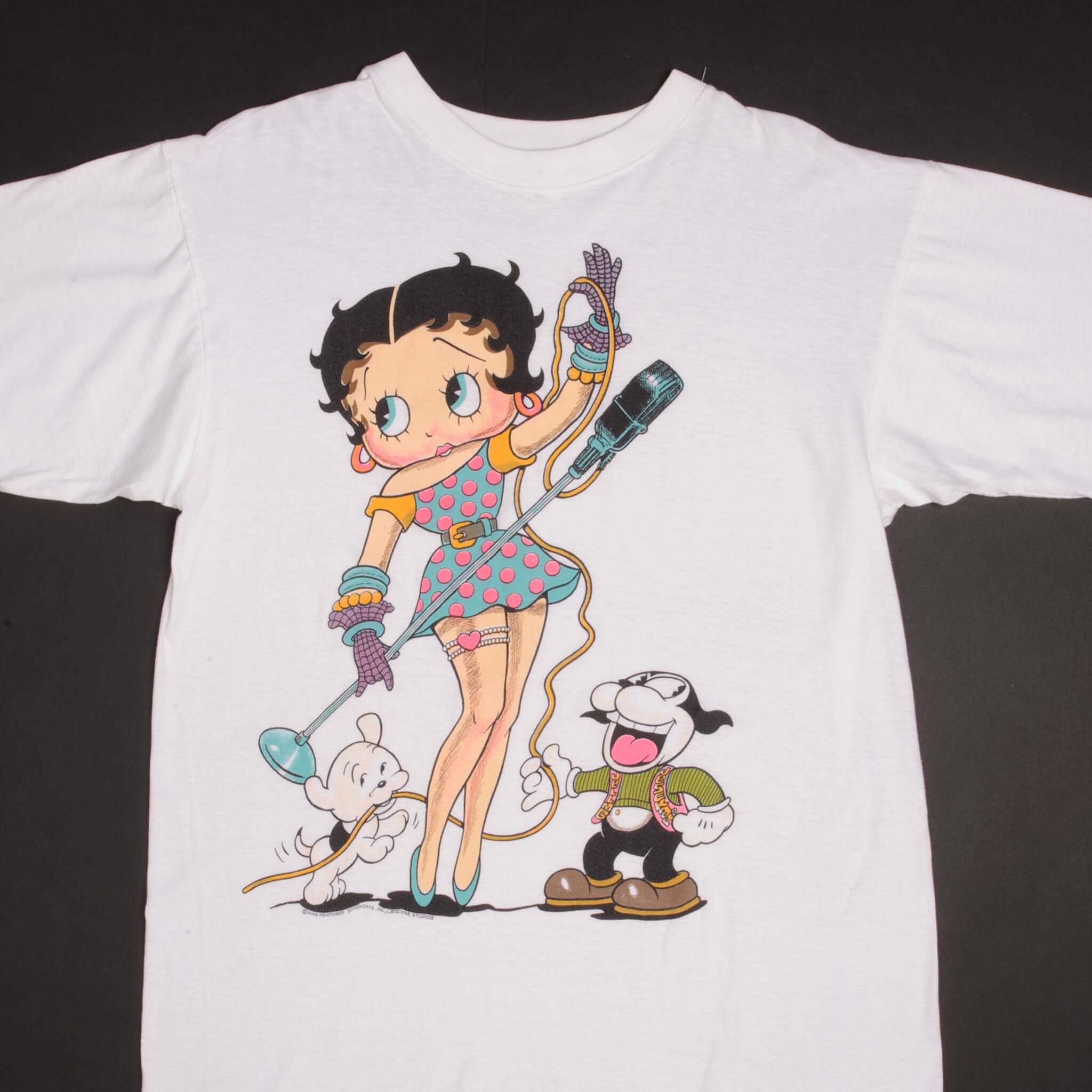 Vintage Betty Boop Singer Graphic Tee Shirt - 1990s Retro Style - Large Size - Perfect for Casual Wear, Concerts & 90s Themed Parties