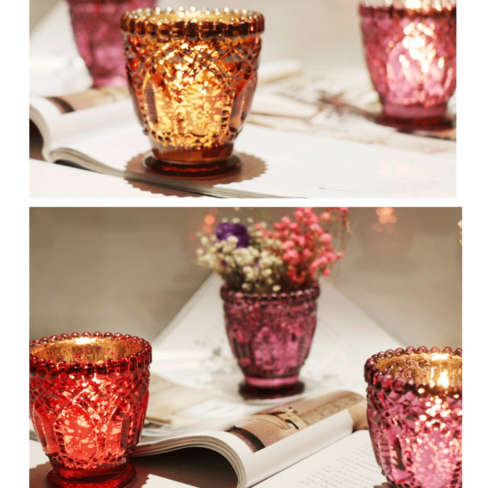 1pc Romantic Mercury Glass Candle Holder - Elegant Votive & Tealight Holder for Home Decor, Wedding, Party, Celebration (Silver) | Perfect for Table Centerpieces, Romantic Dinners & Holiday Decorations